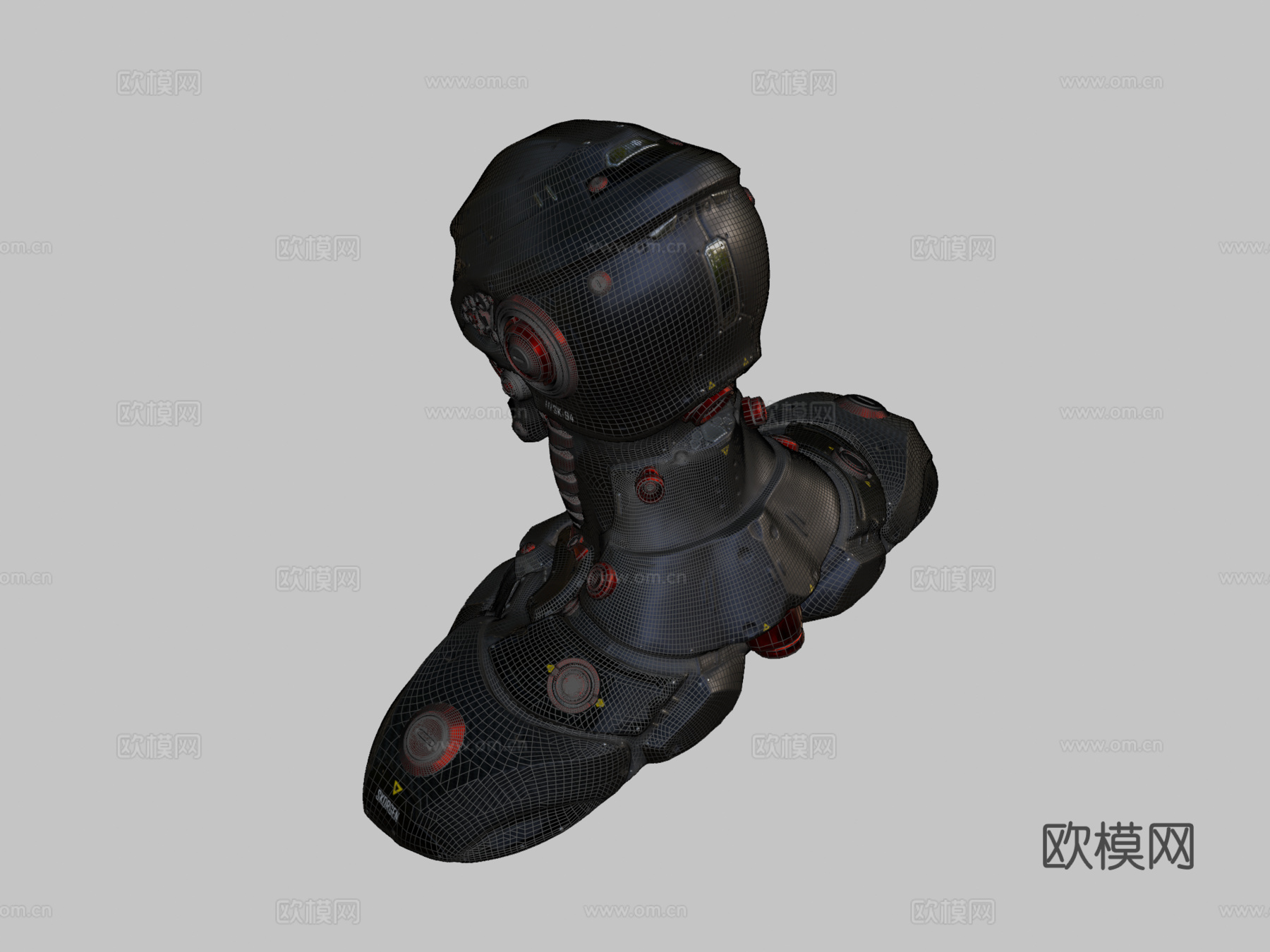 科幻飞梭半身像3d模型下载（渲染图2）