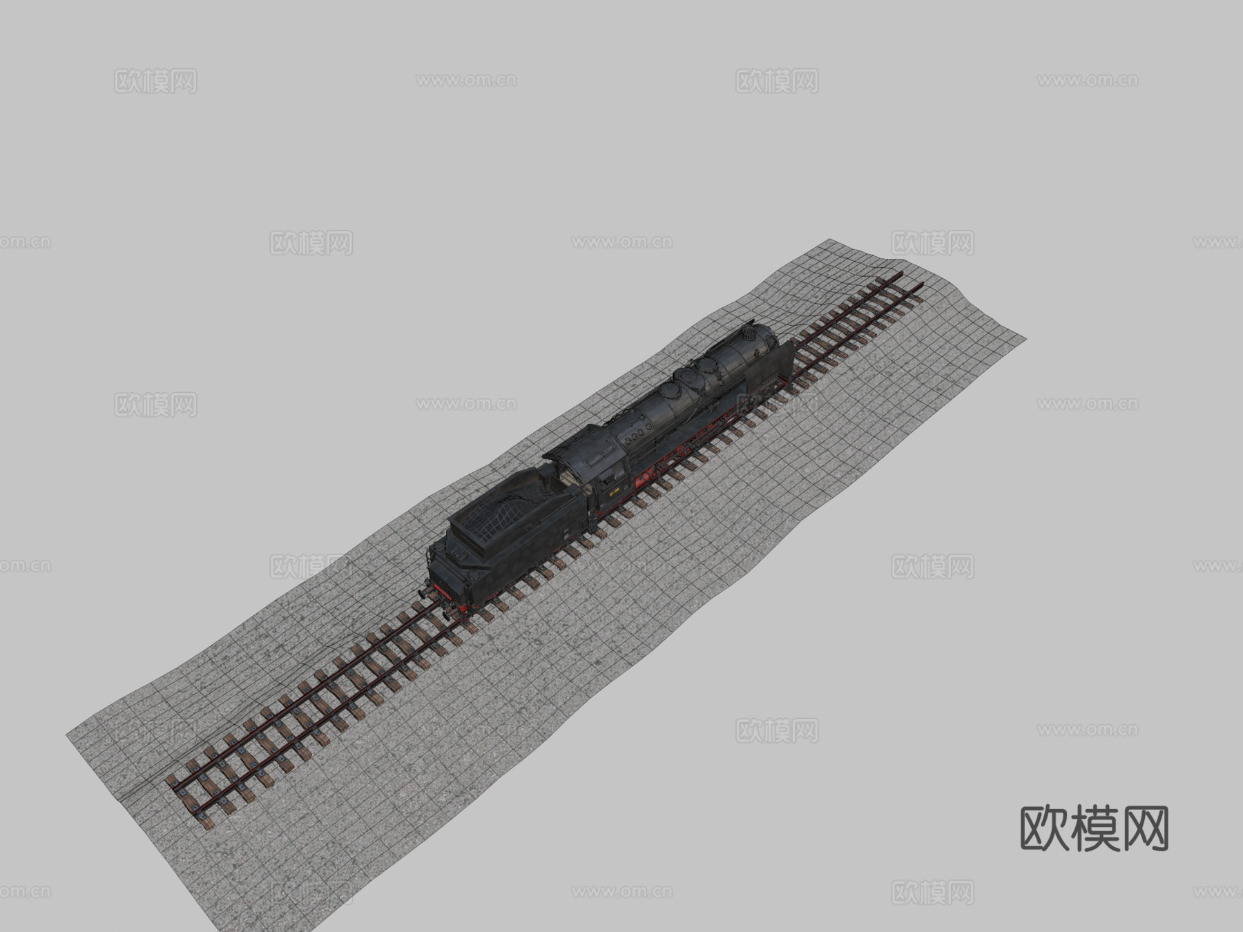 BR 01德国蒸汽机车3d模型下载（渲染图2）