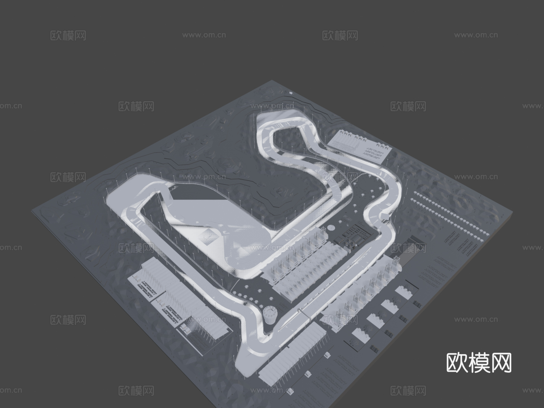 F1巴林低多边形赛道3d模型下载（渲染图8）
