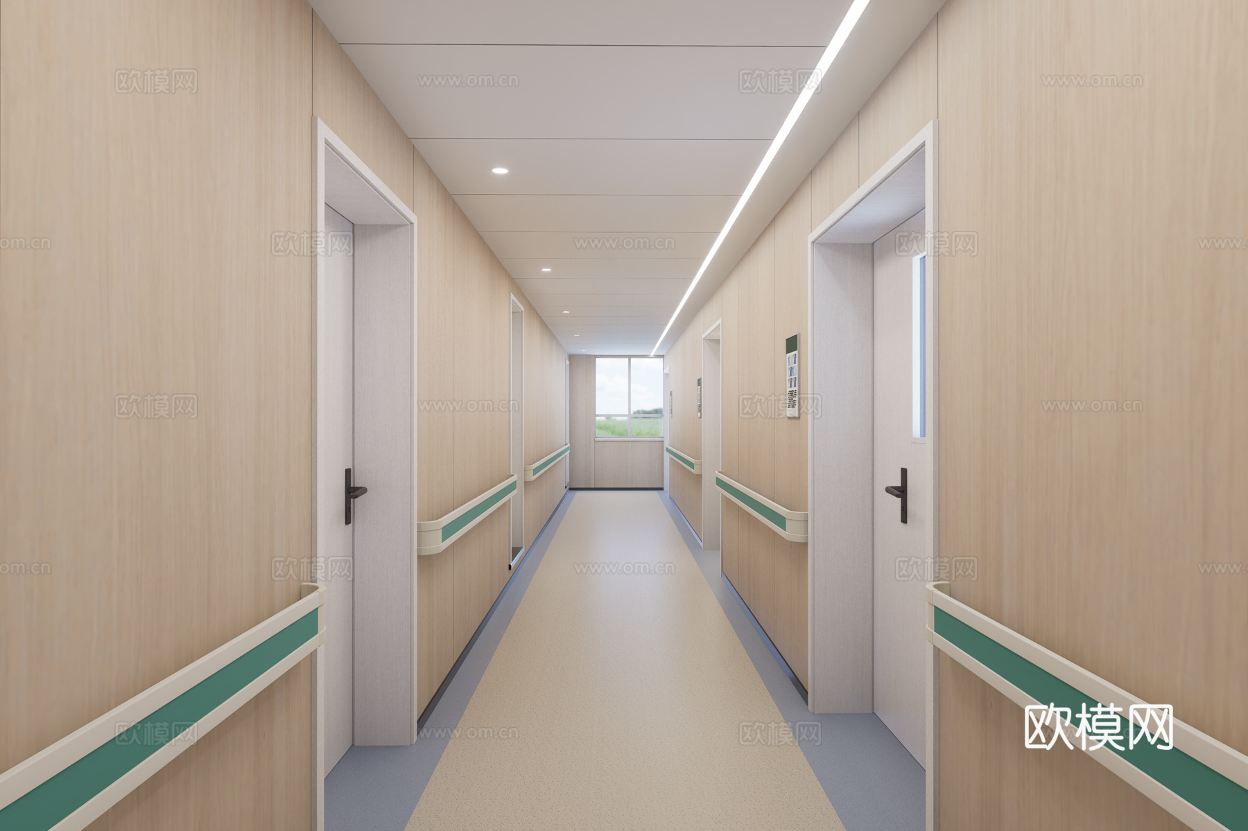 现代医院走廊su模型