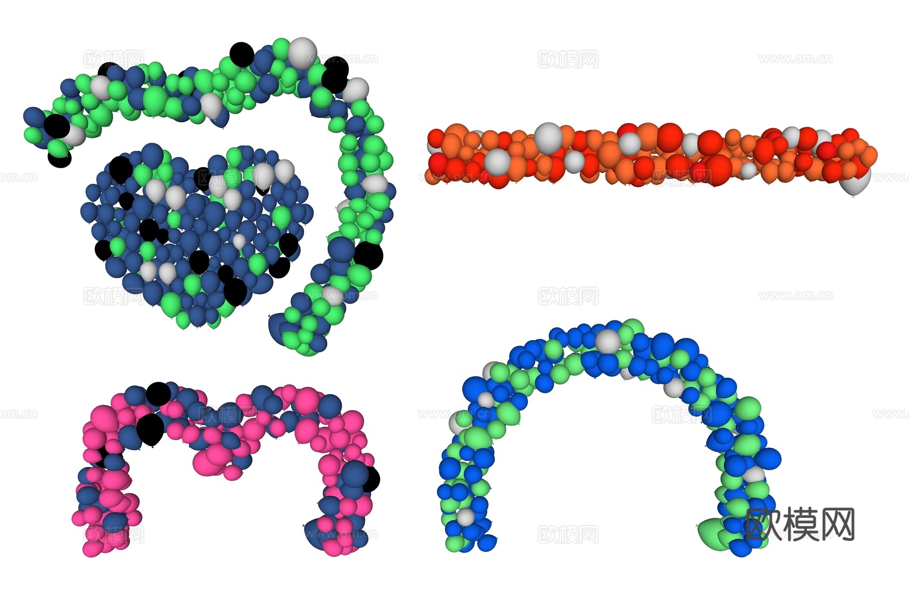 气球 心形气球 爱心气球 气球装饰 美陈气球 现代气球su模型