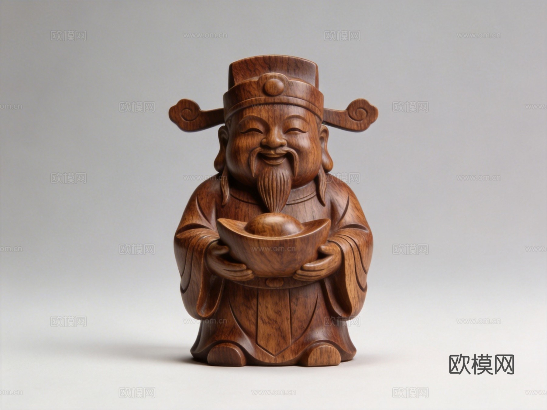 财神木雕招财摆件su模型