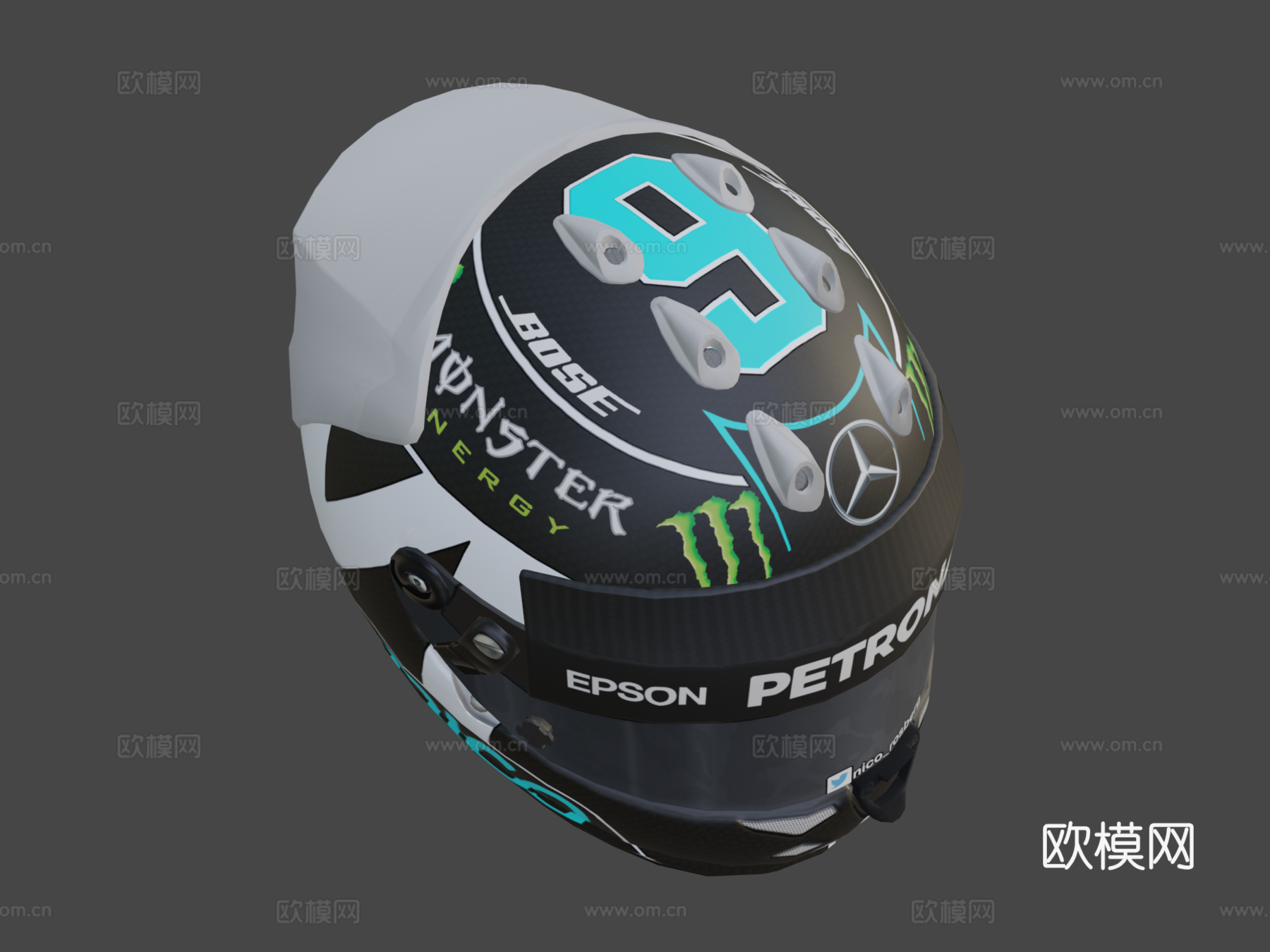 尼科·罗斯伯格 F1 头盔3d模型下载（渲染图8）