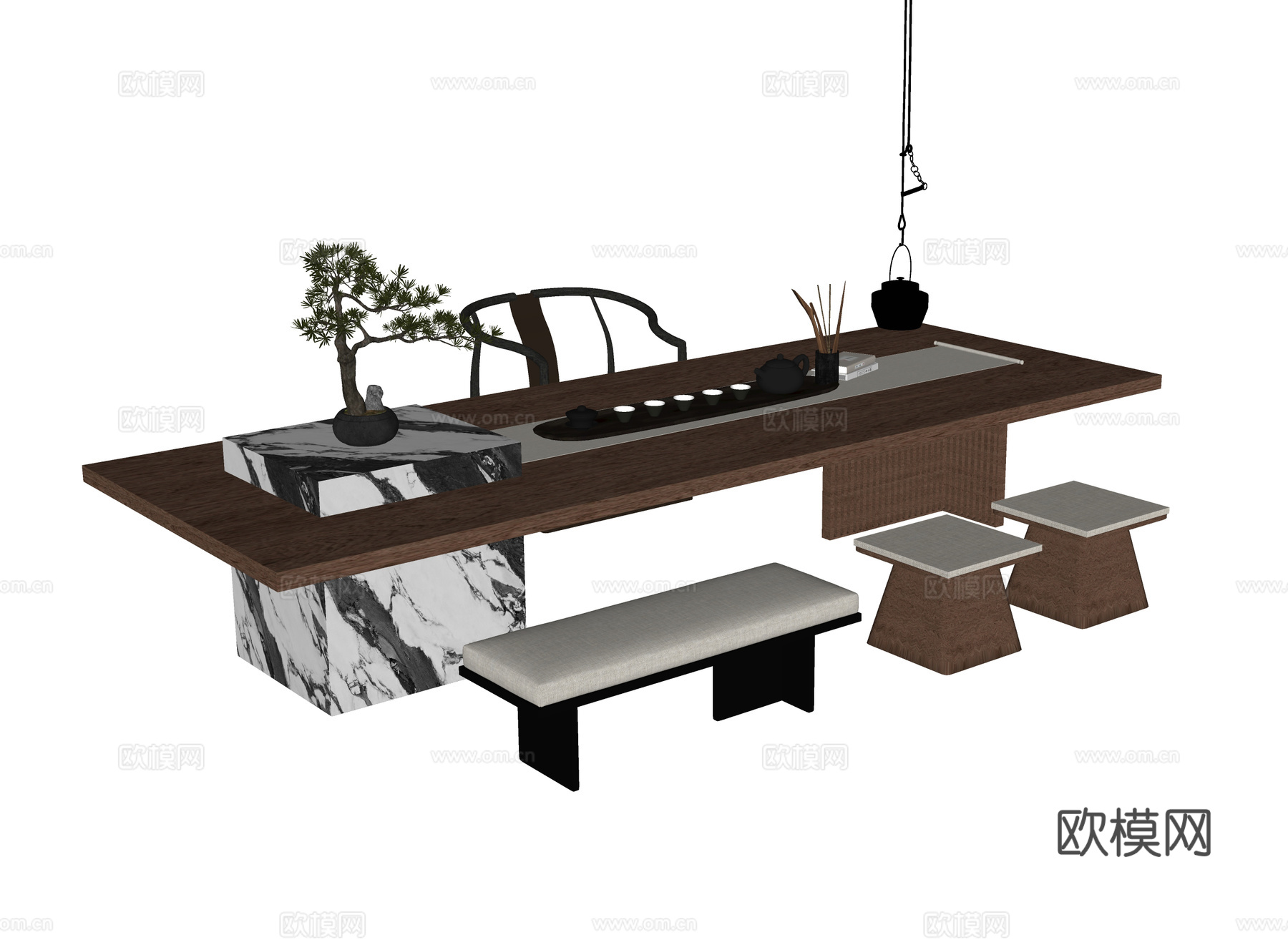 现代茶桌椅su模型
