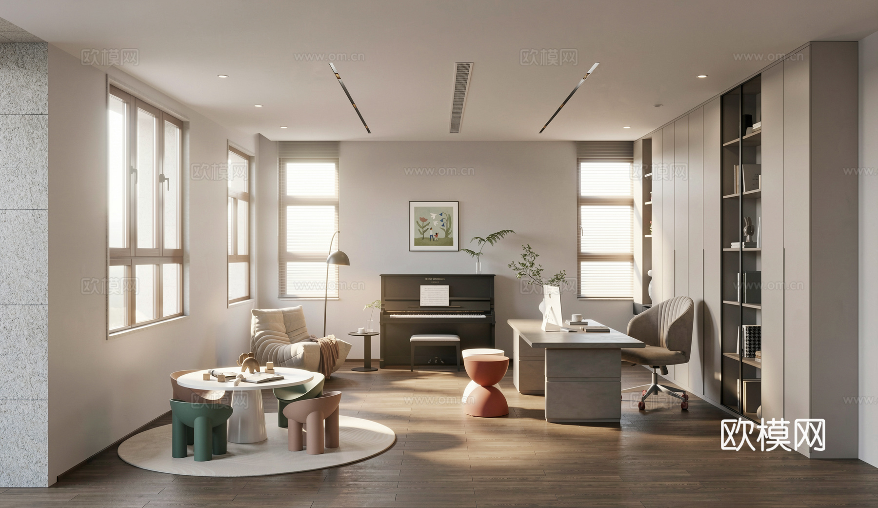 现代休闲娱乐室儿童书房su模型