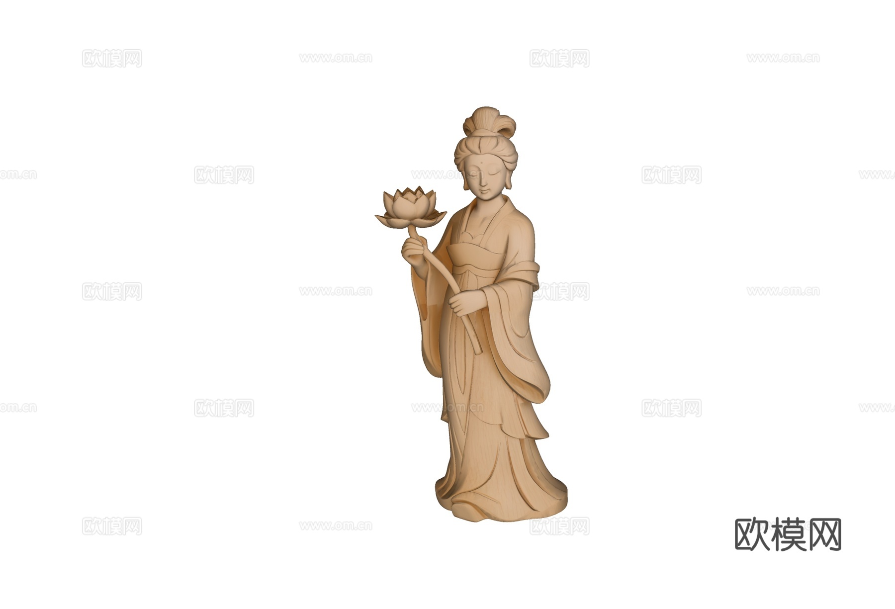 何仙姑雕塑美陈木雕摆件su模型