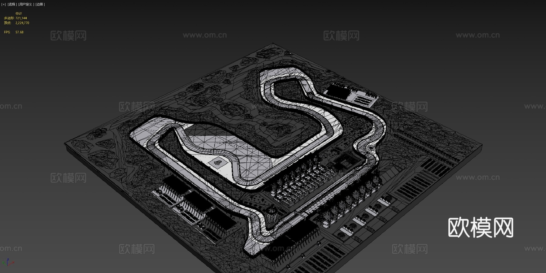 F1巴林低多边形赛道3d模型下载（渲染图4）