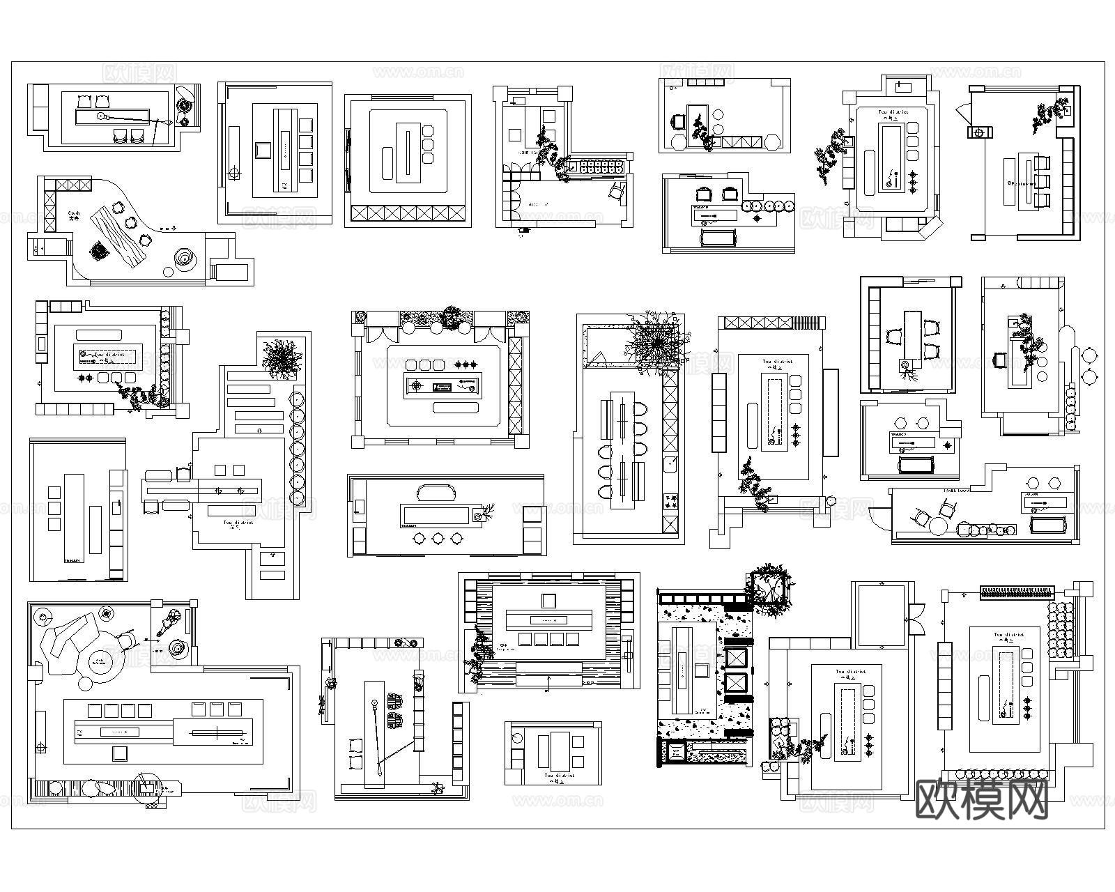 书房茶室多功能室茶台CADcad施工图