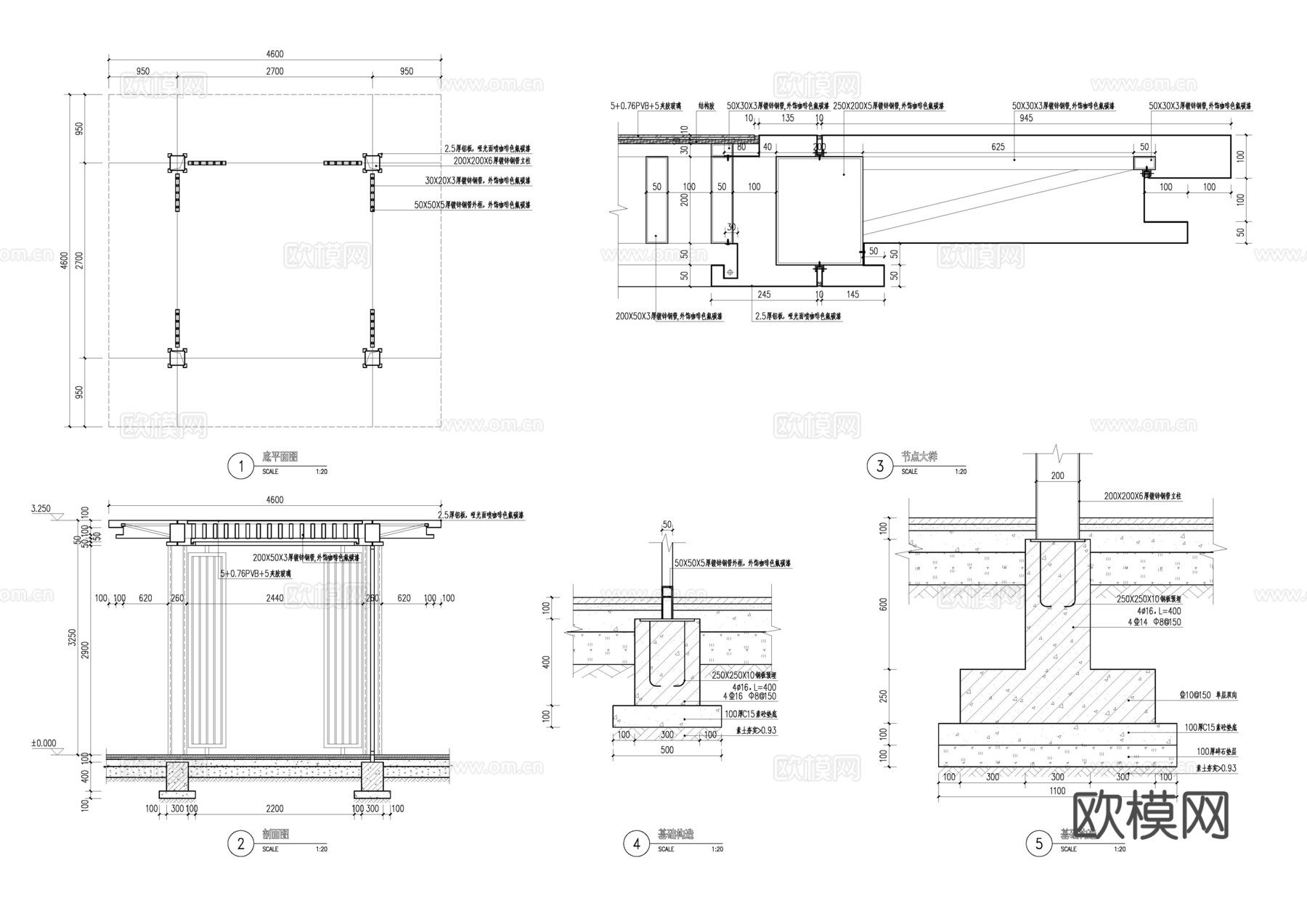 景观亭cad施工图