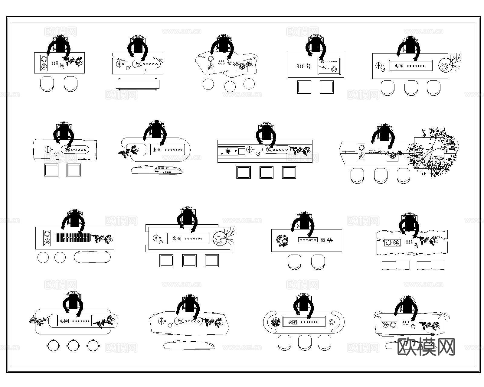书房茶室多功能室茶台CADcad施工图