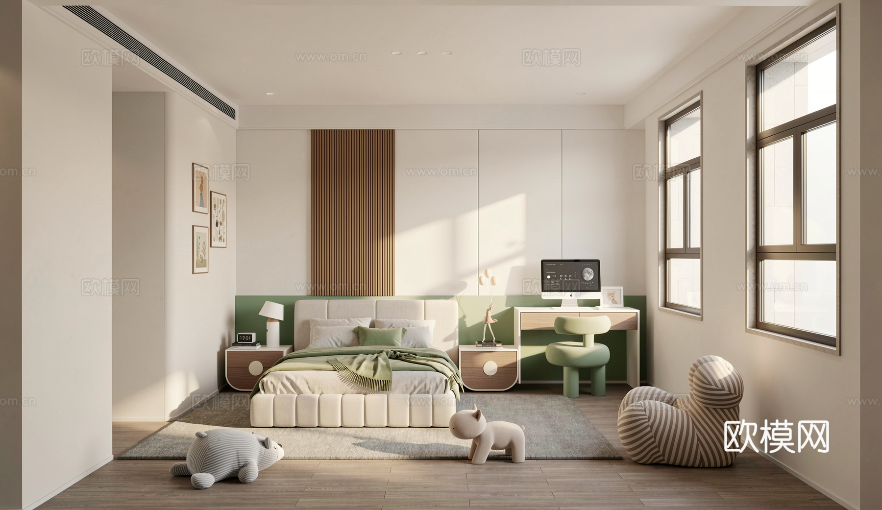 现代卡通网红儿童房su模型