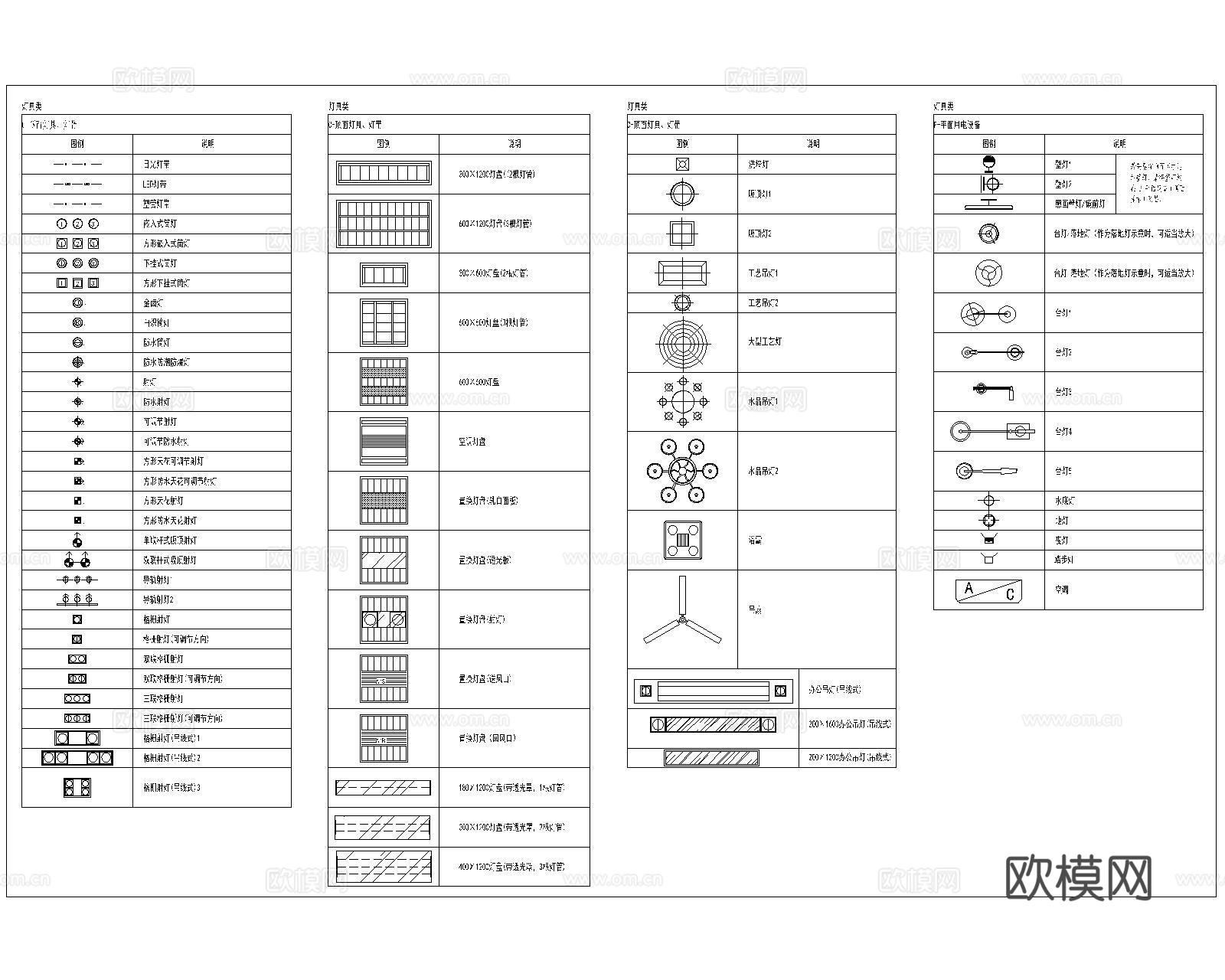 灯具图例CADcad施工图