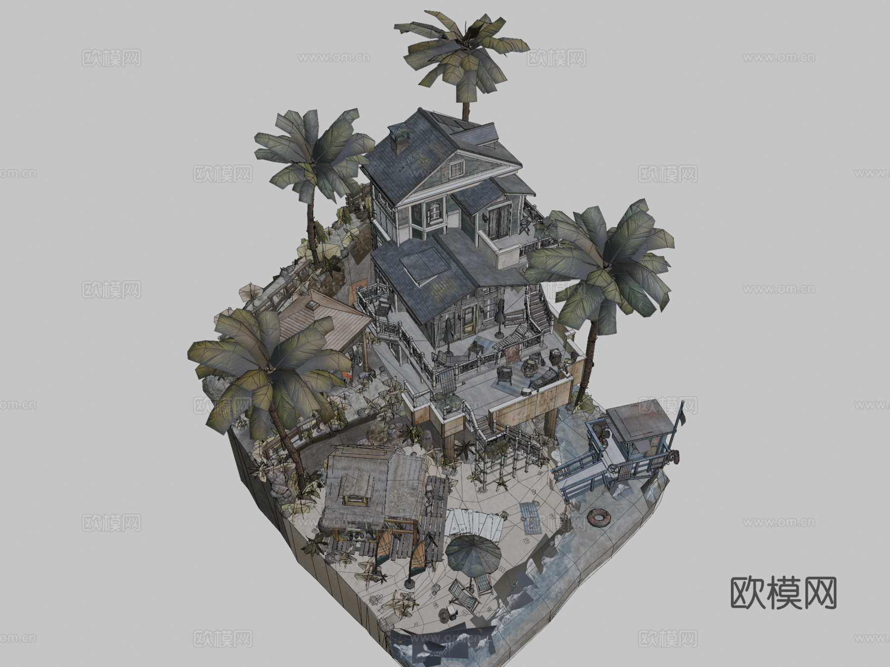 DAE微缩场景-海边3d模型下载（渲染图2）