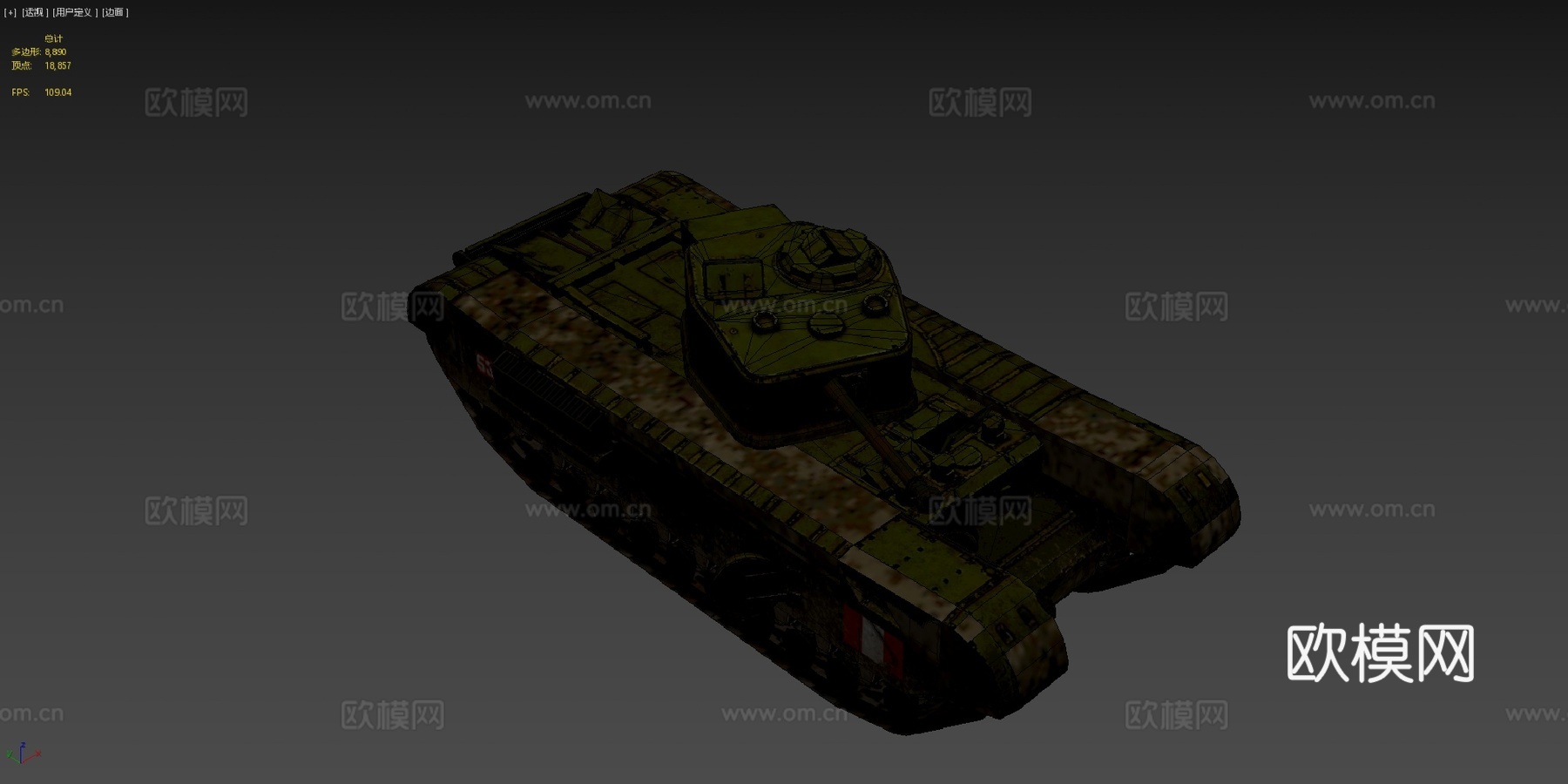 丘吉尔Mk.VII步兵坦克3d模型下载（渲染图4）