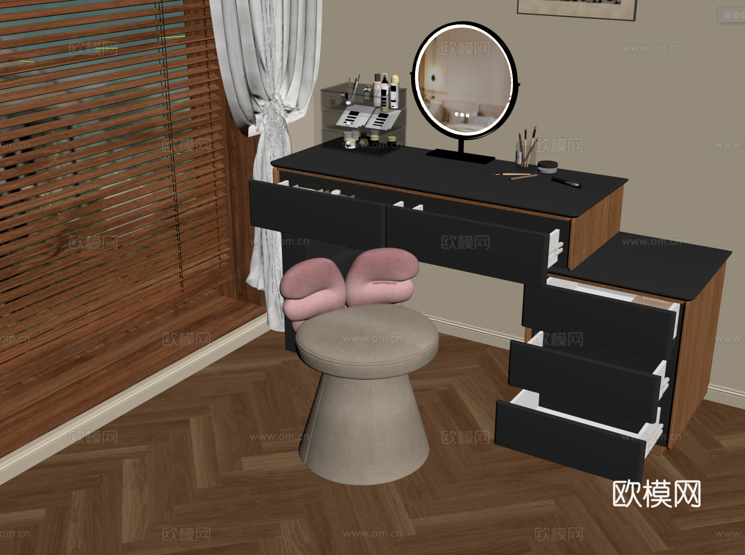奶油风化妆凳 现代梳妆凳 沙发凳 女生蝴蝶椅su模型