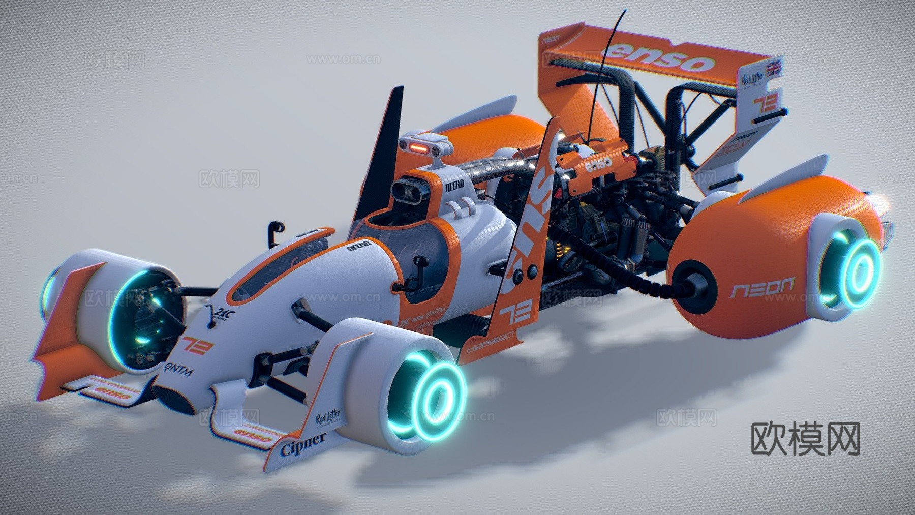 单座悬浮赛车3d模型下载（渲染图1）