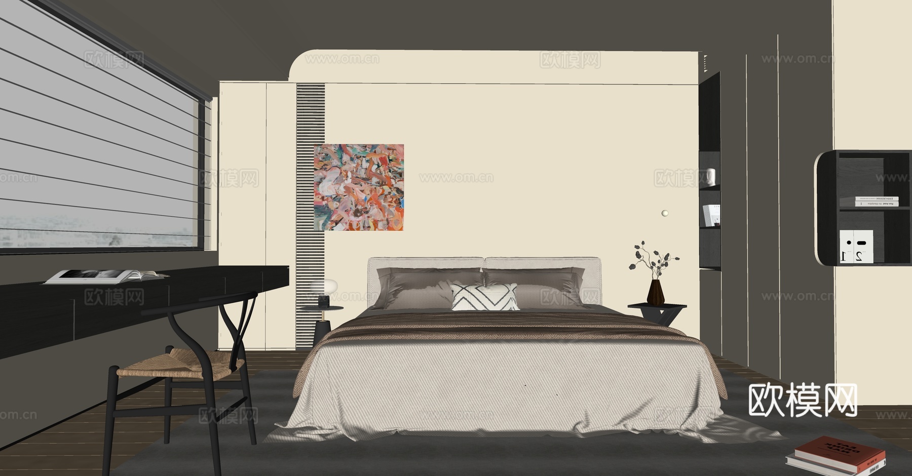 中古风卧室su模型