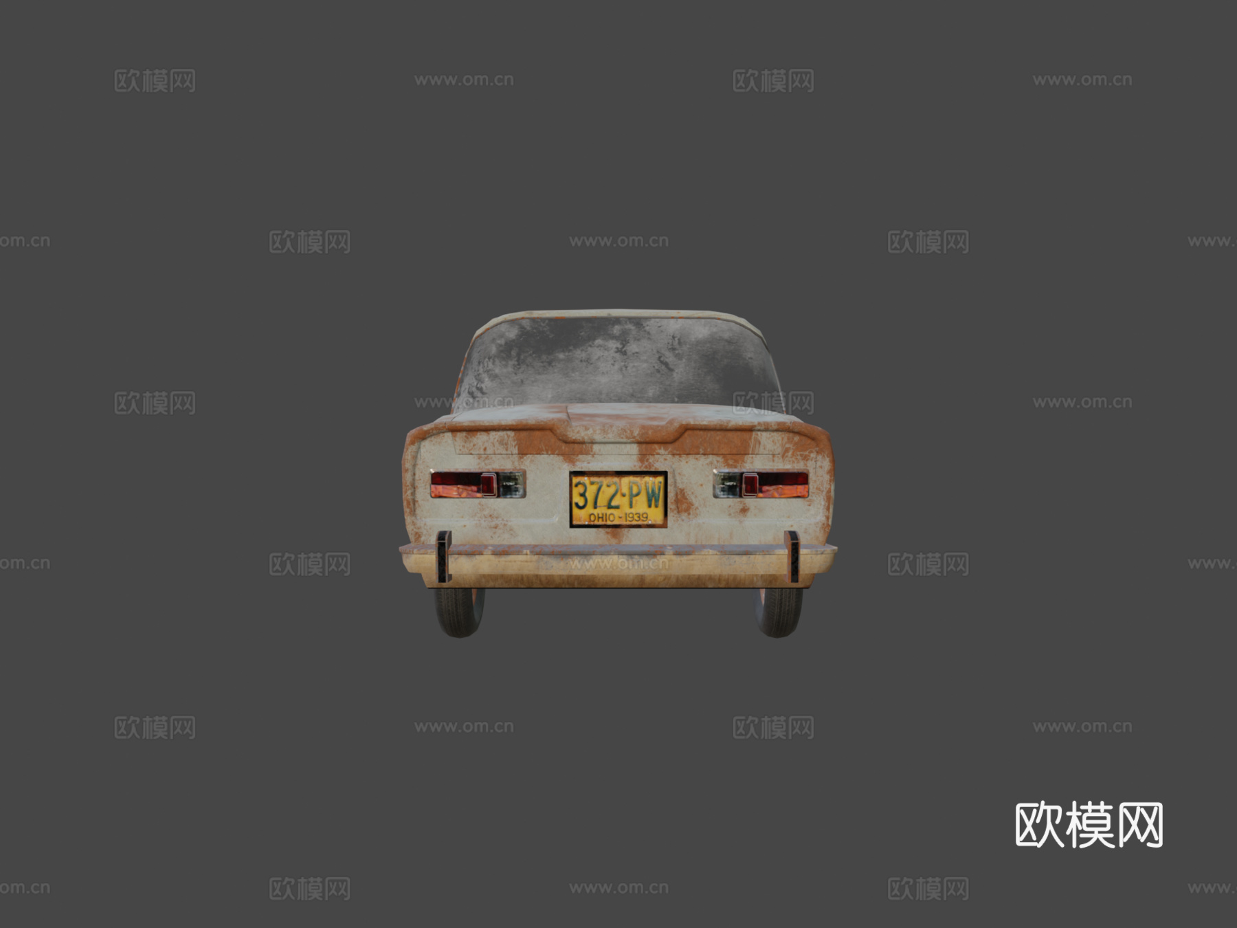 生锈的阿尔法罗密欧旧车3d模型下载（渲染图5）