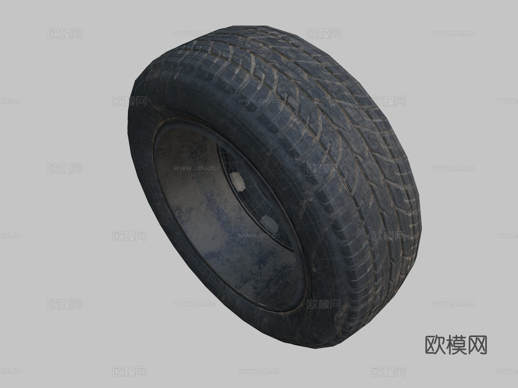 旧脏轮胎3d模型下载（渲染图2）