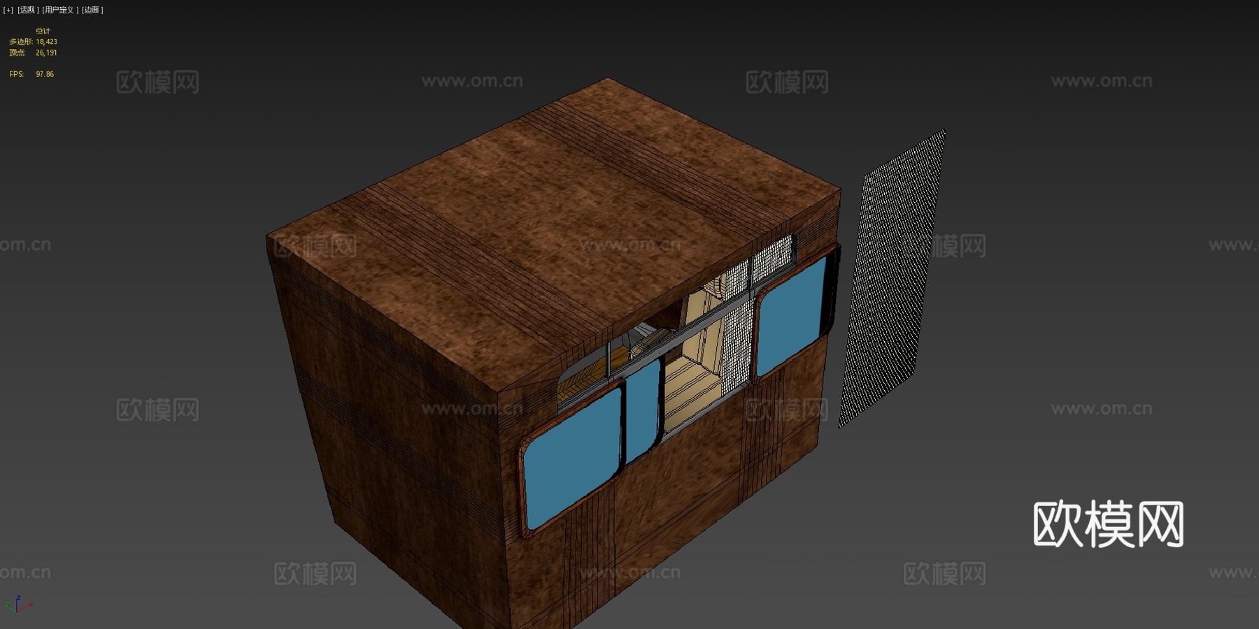 简易火车车厢3d模型下载（渲染图4）