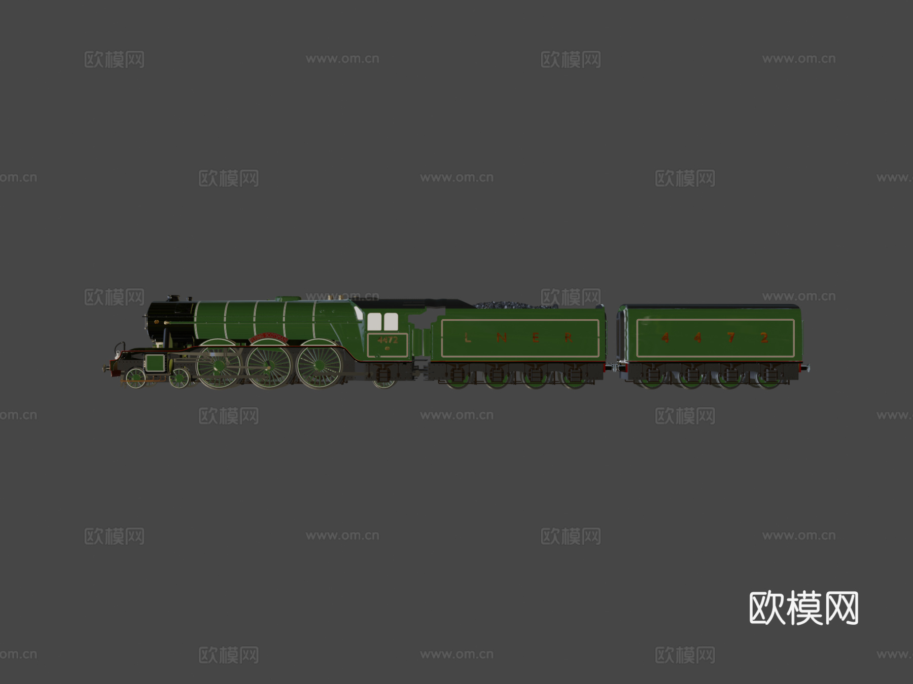 火车-飞翔的苏格兰人双煤水车3d模型下载（渲染图7）