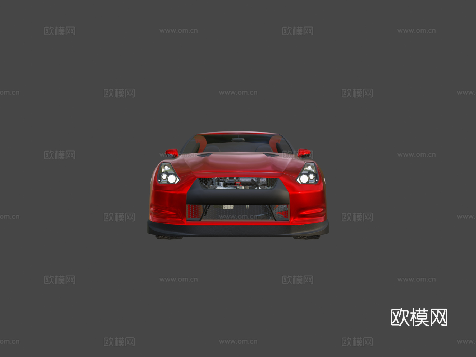 日产GT-R 2008款红色版3d模型下载（渲染图5）