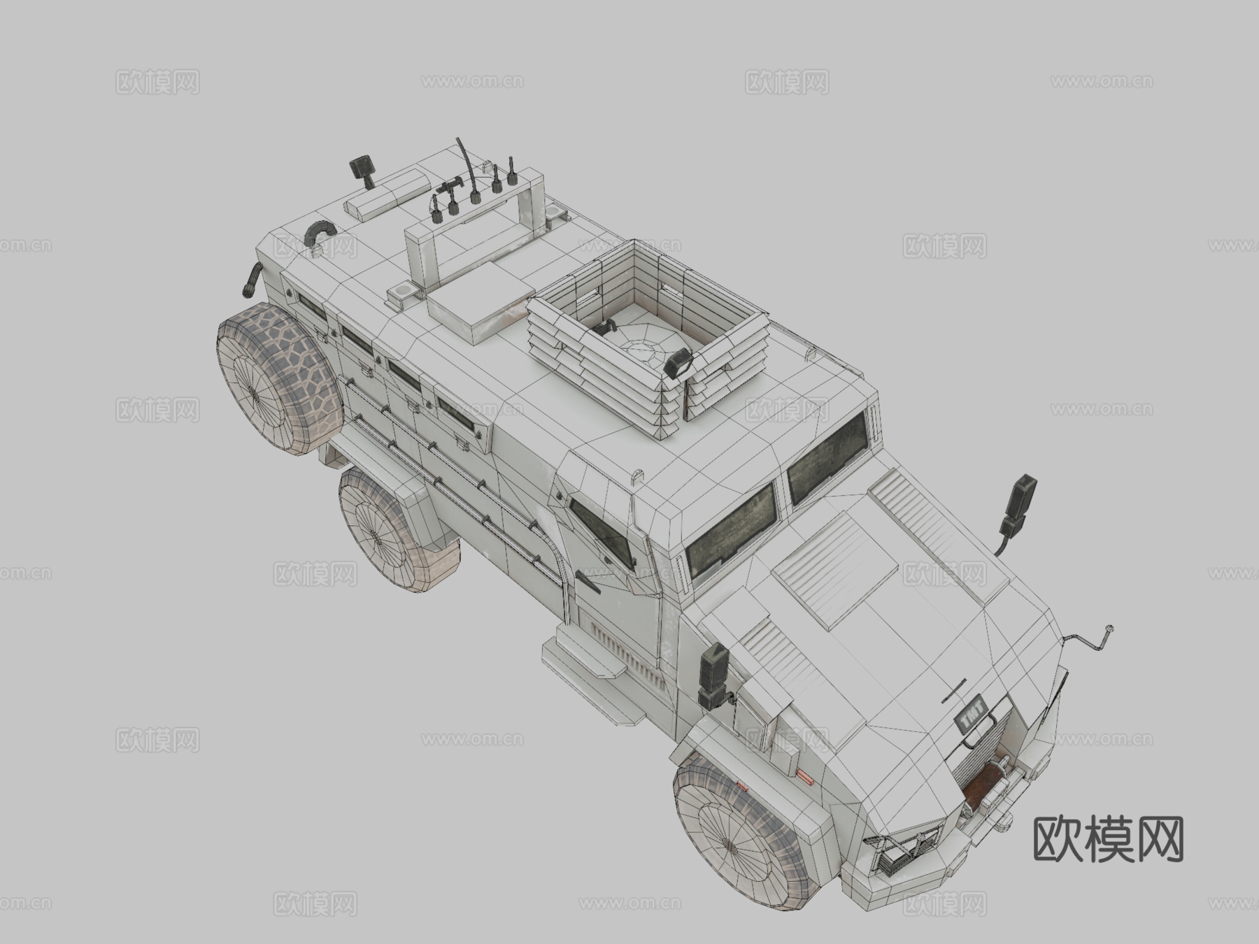 刺猬防地雷反伏击车（低多边形+3D模型）3d模型下载（渲染图2）