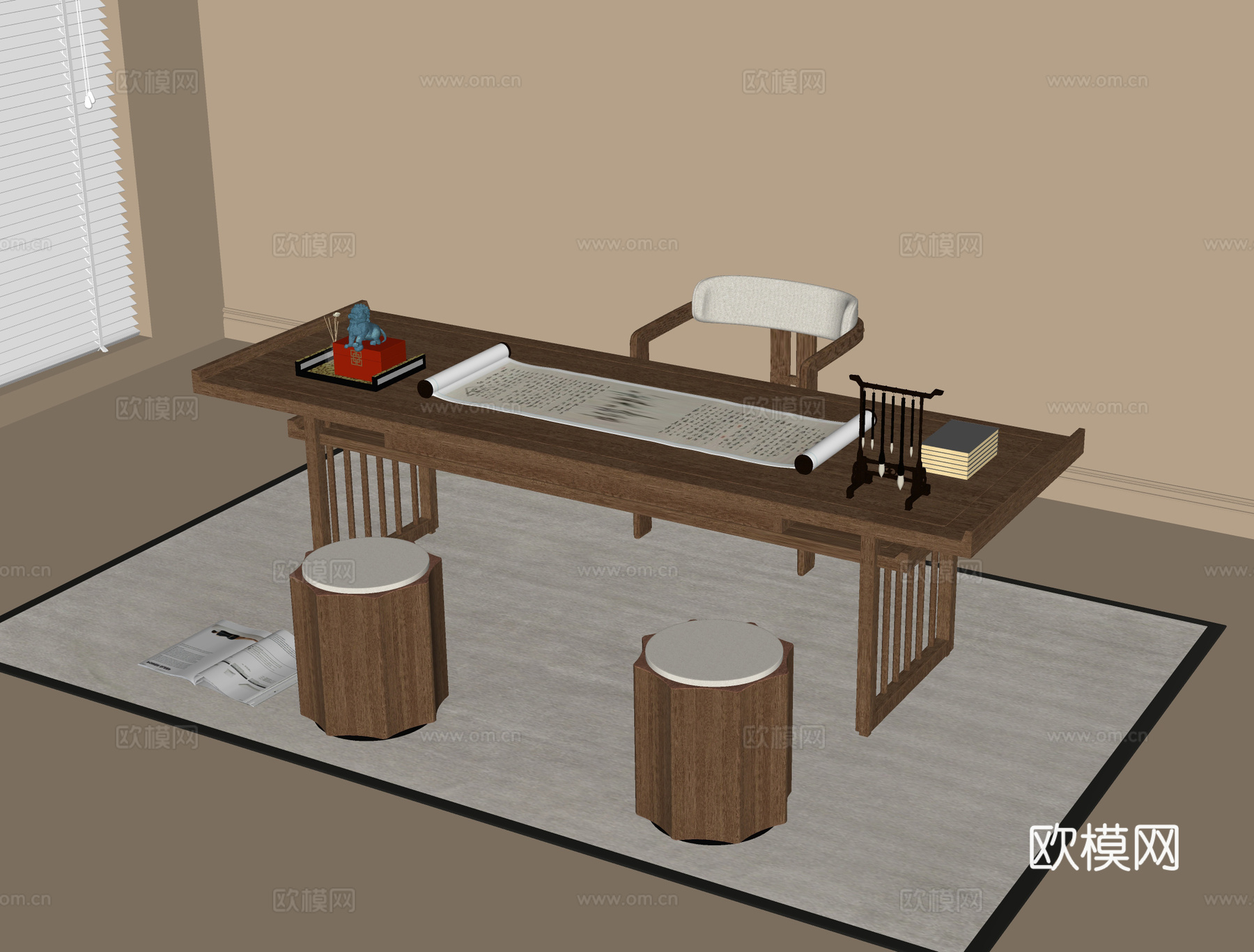 现代书桌椅su模型