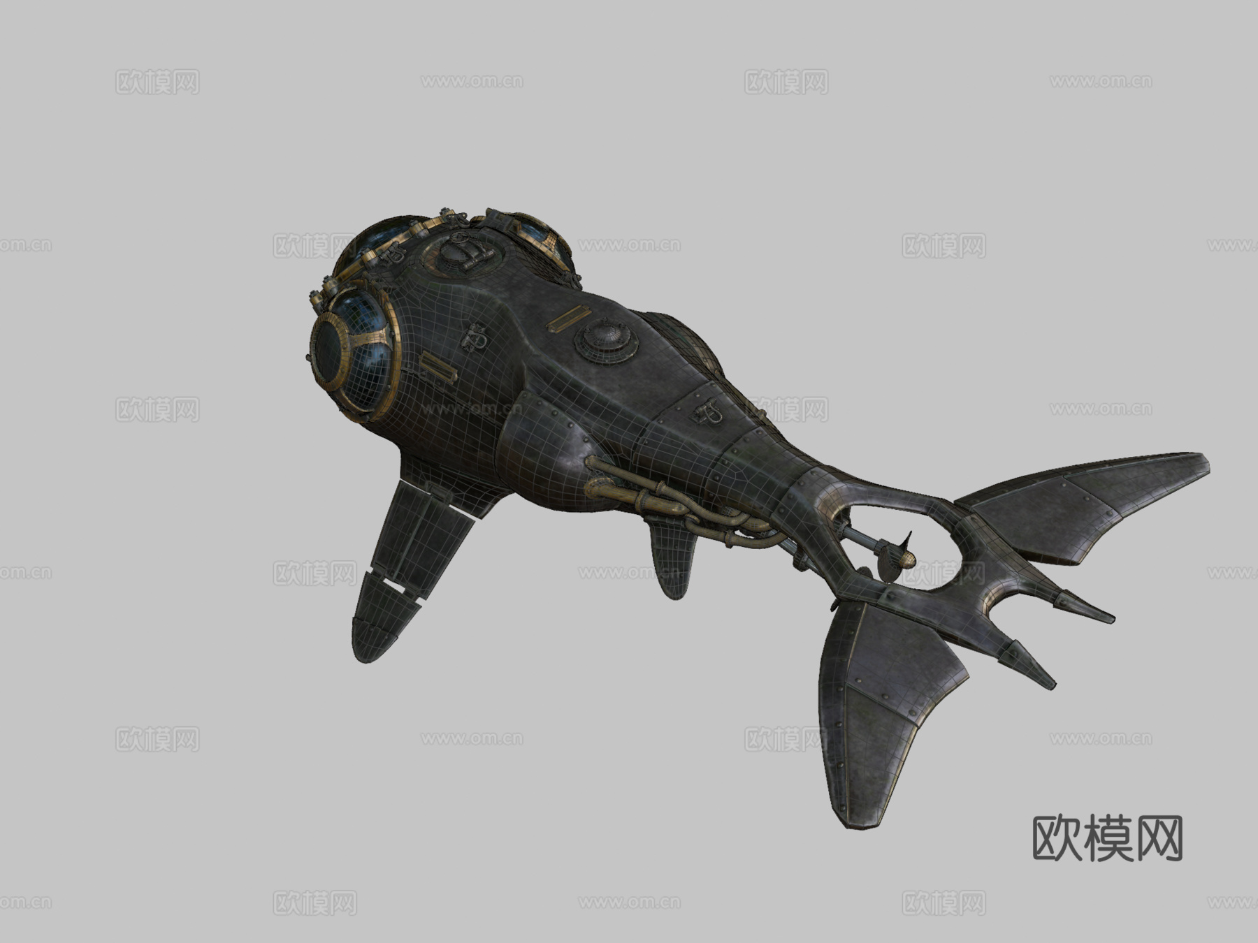 蒸汽朋克潜艇3d模型下载（渲染图2）