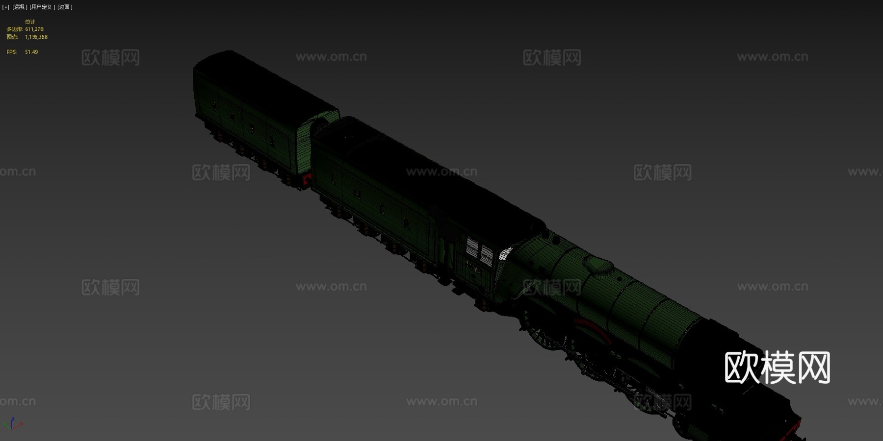火车-飞翔的苏格兰人双煤水车3d模型下载（渲染图4）