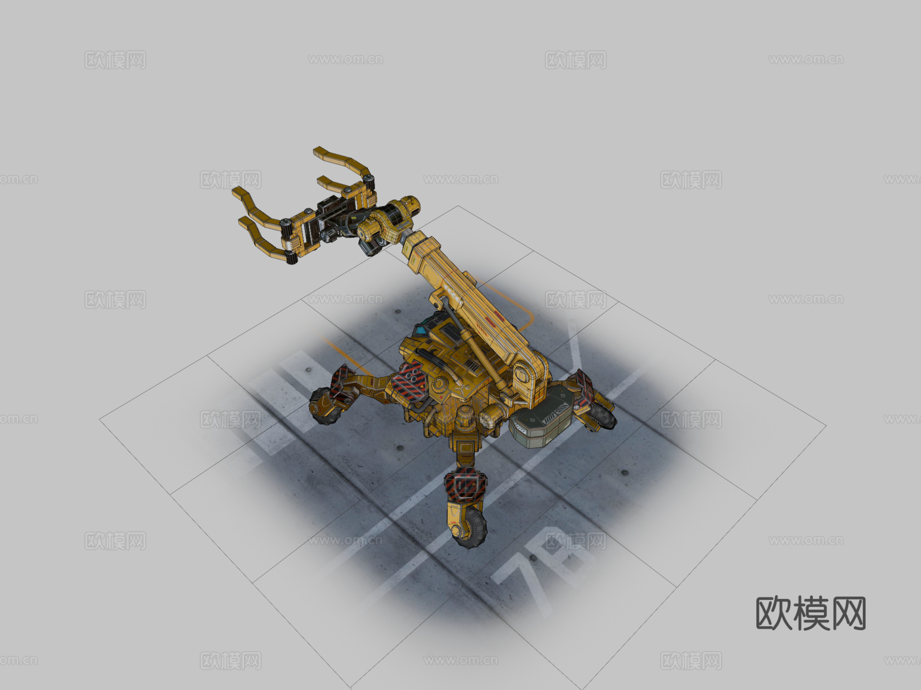 科幻起重机移动蜘蛛3d模型下载（渲染图2）