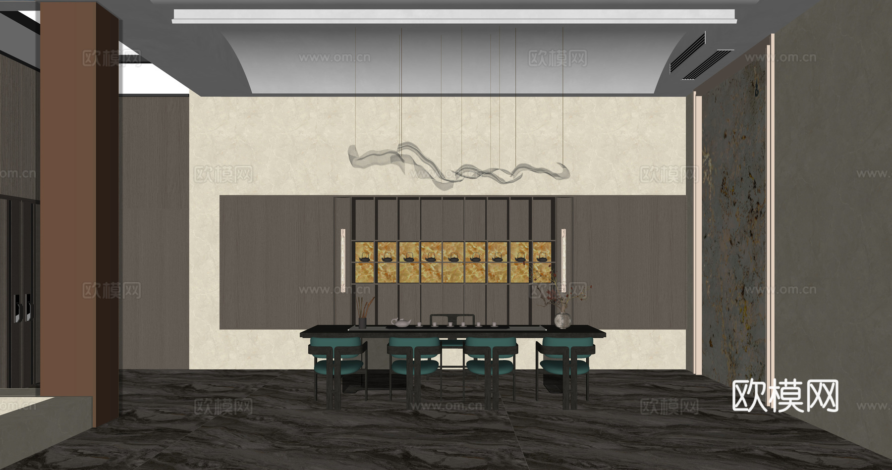 现代茶室su模型