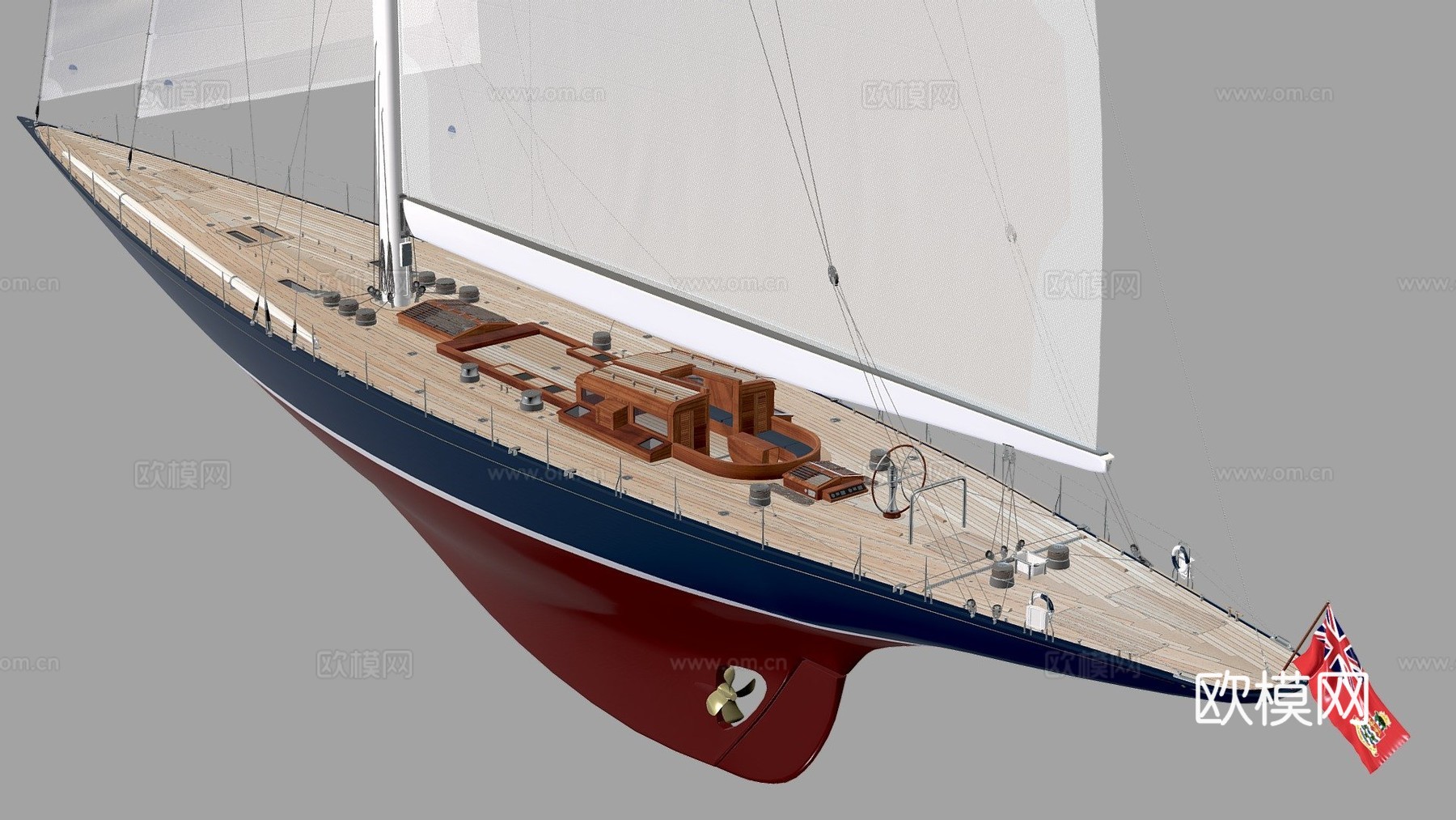J级游艇奋进号JK43d模型下载（渲染图1）