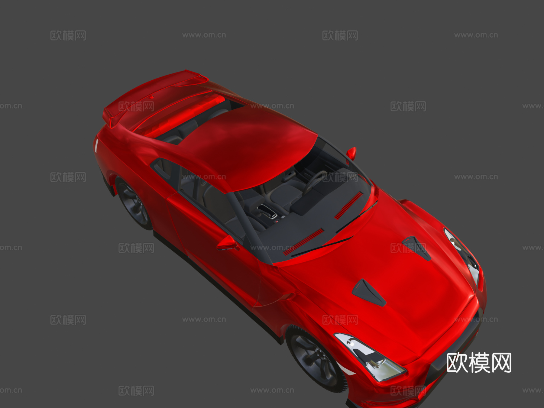 日产GT-R 2008款红色版3d模型下载（渲染图8）