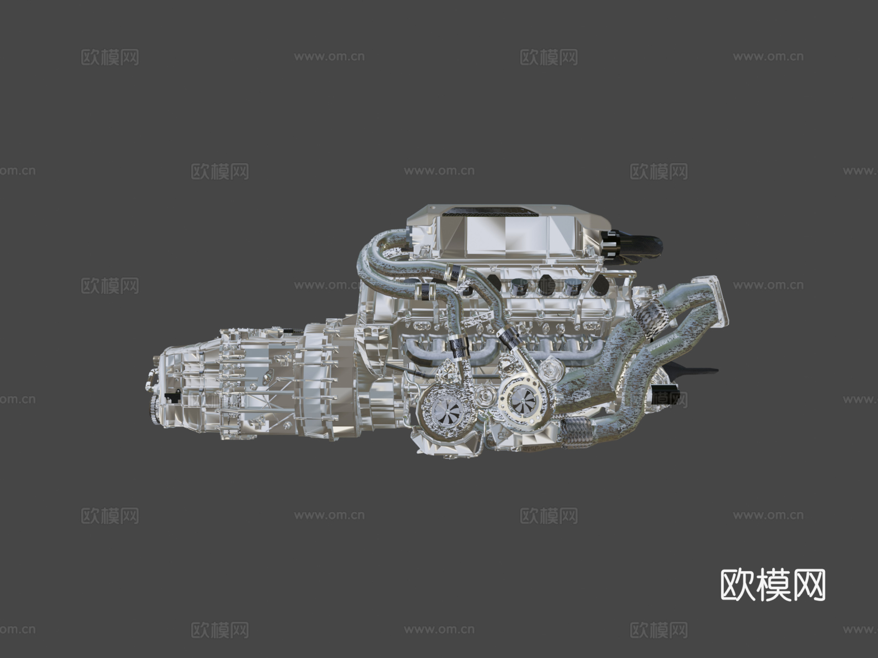 布加迪Chiron W16发动机3d模型下载（渲染图7）