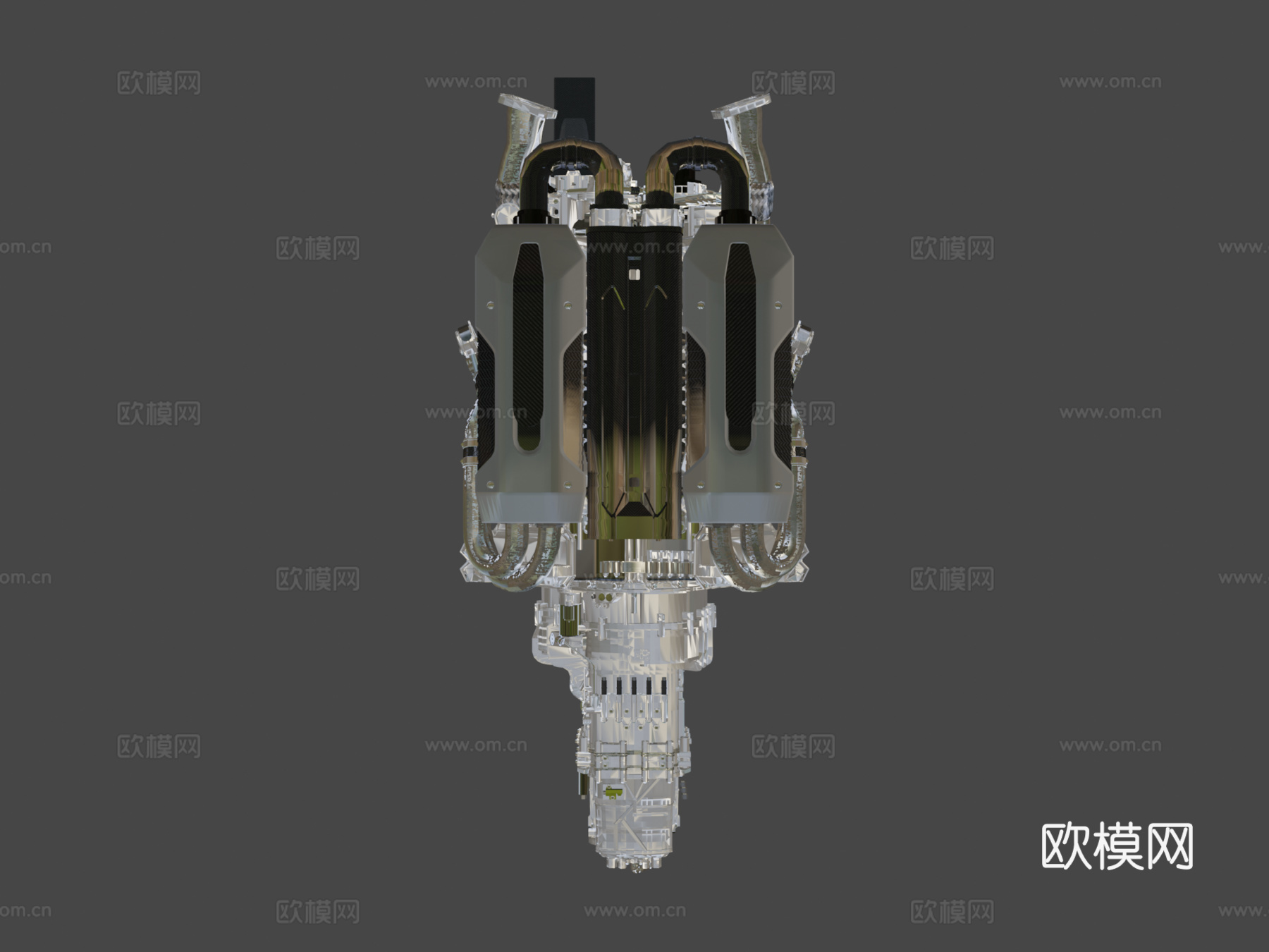 布加迪Chiron W16发动机3d模型下载（渲染图6）