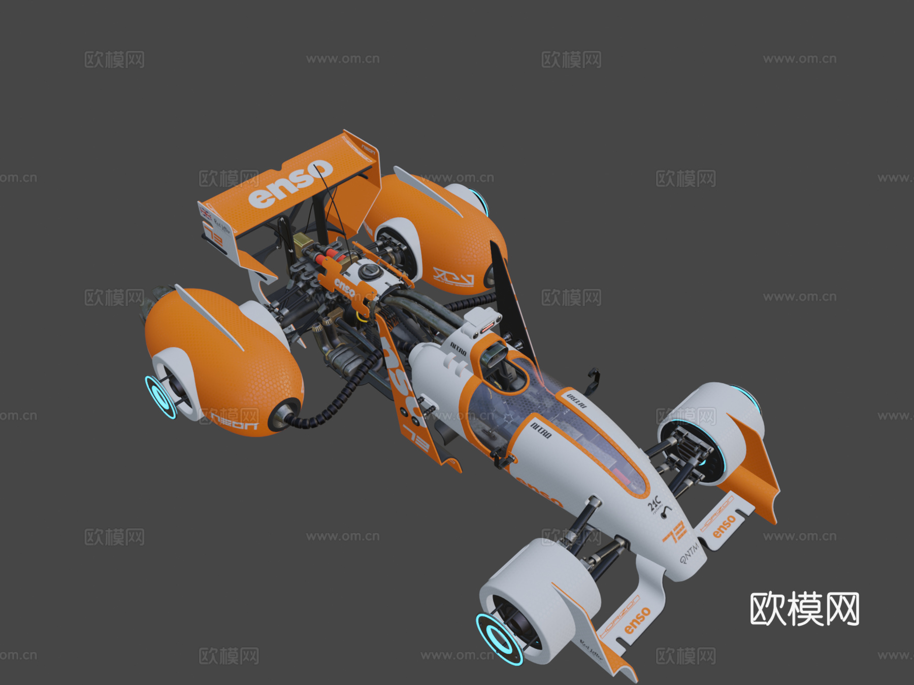 单座悬浮赛车3d模型下载（渲染图7）