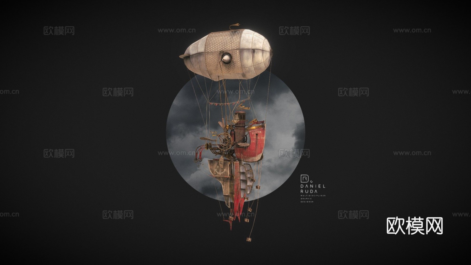 幻想飞艇3d模型下载（渲染图1）