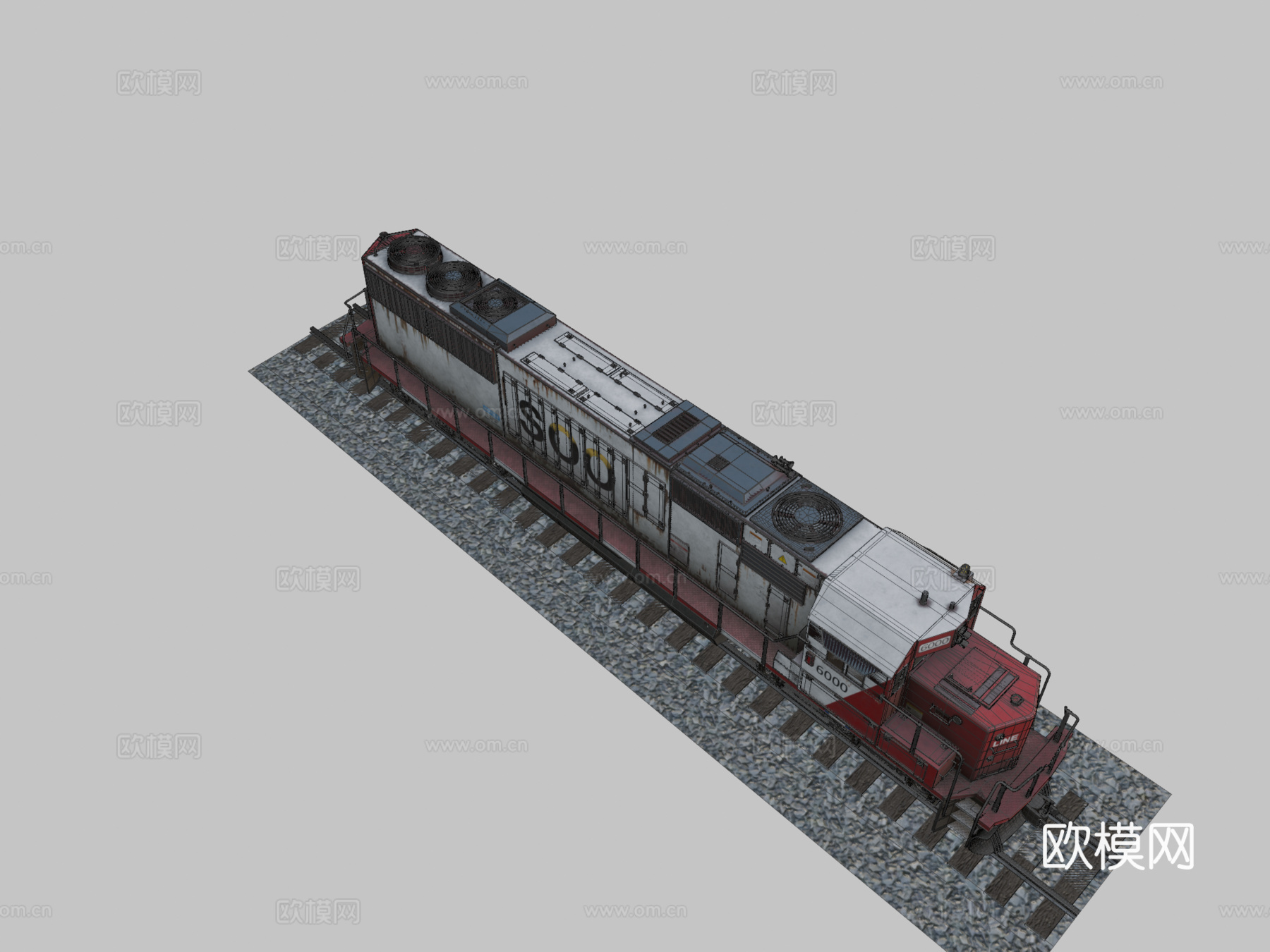 火车_引擎3d模型下载（渲染图2）