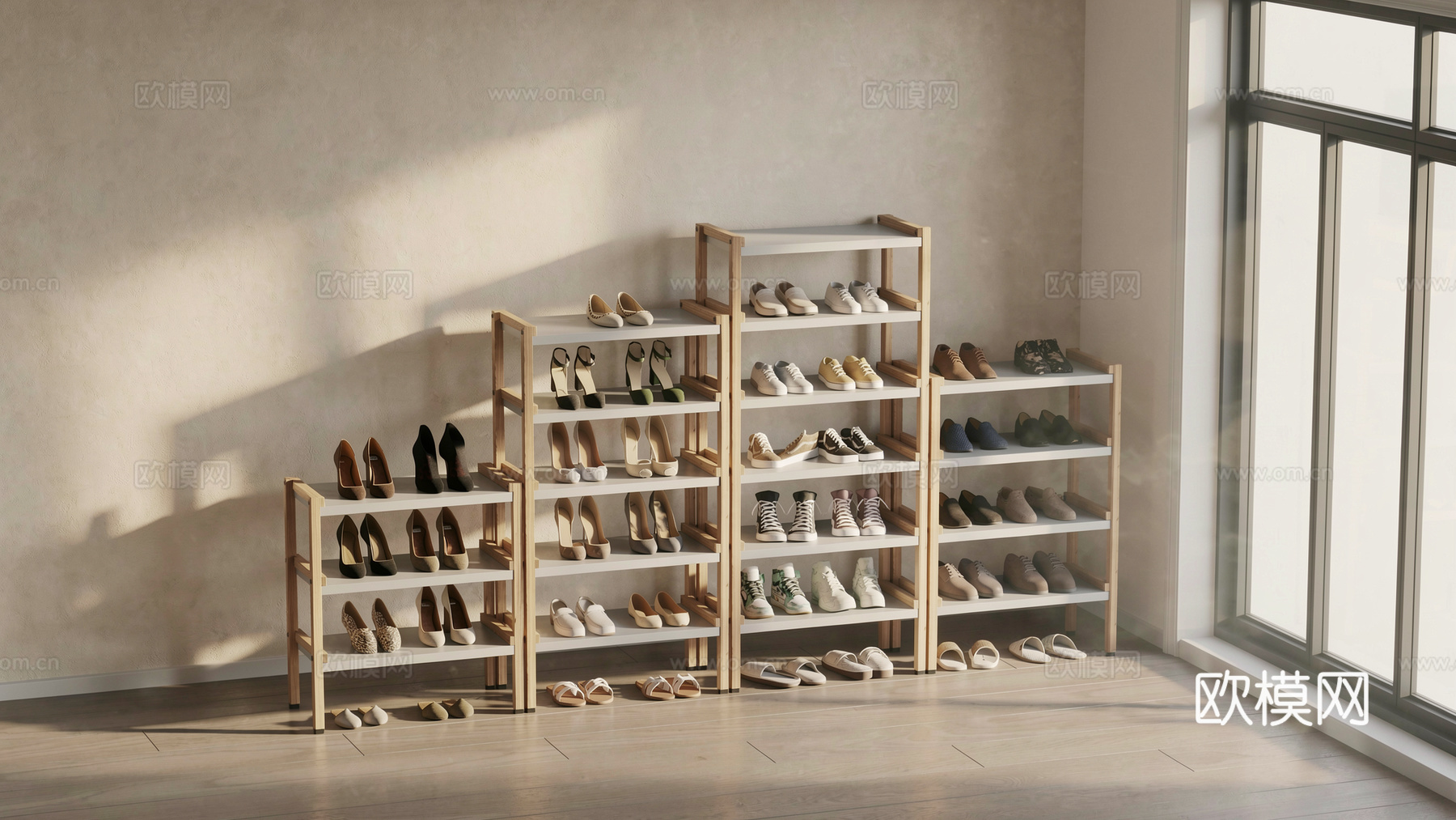 鞋子 皮鞋 高跟鞋 凉鞋 拖鞋 鞋柜su模型