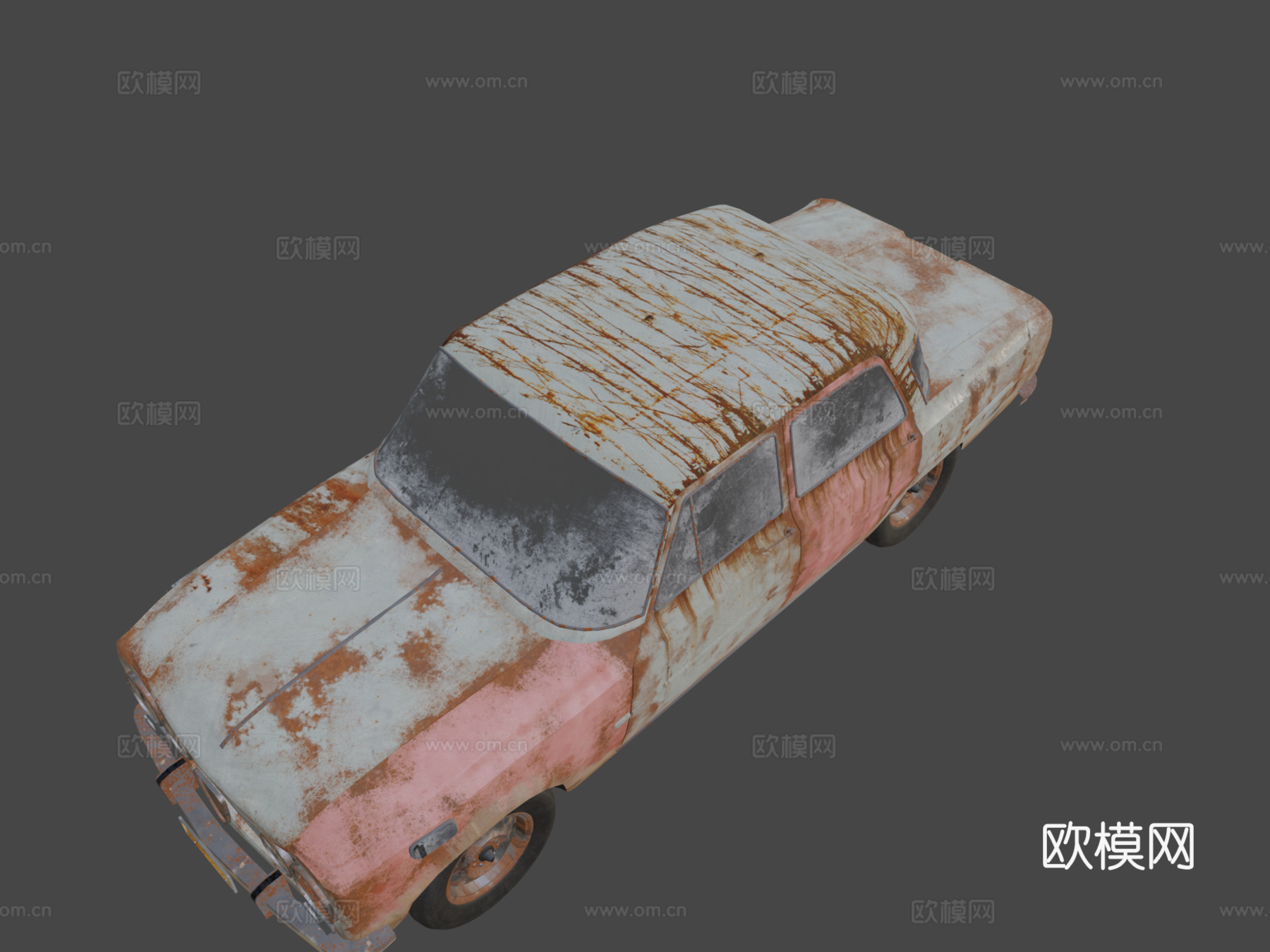 生锈的阿尔法罗密欧旧车3d模型下载（渲染图8）