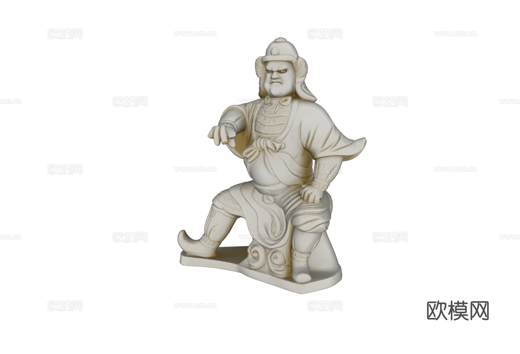 汉白玉石雕将军像su模型