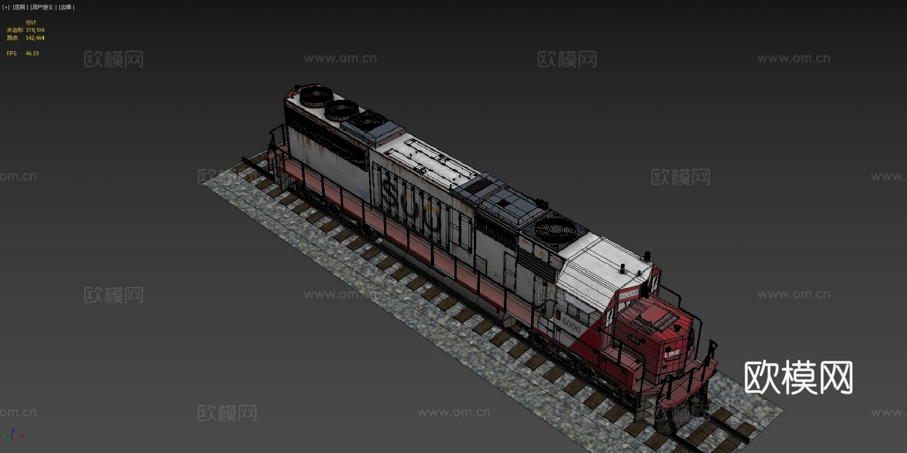 火车_引擎3d模型下载（渲染图4）