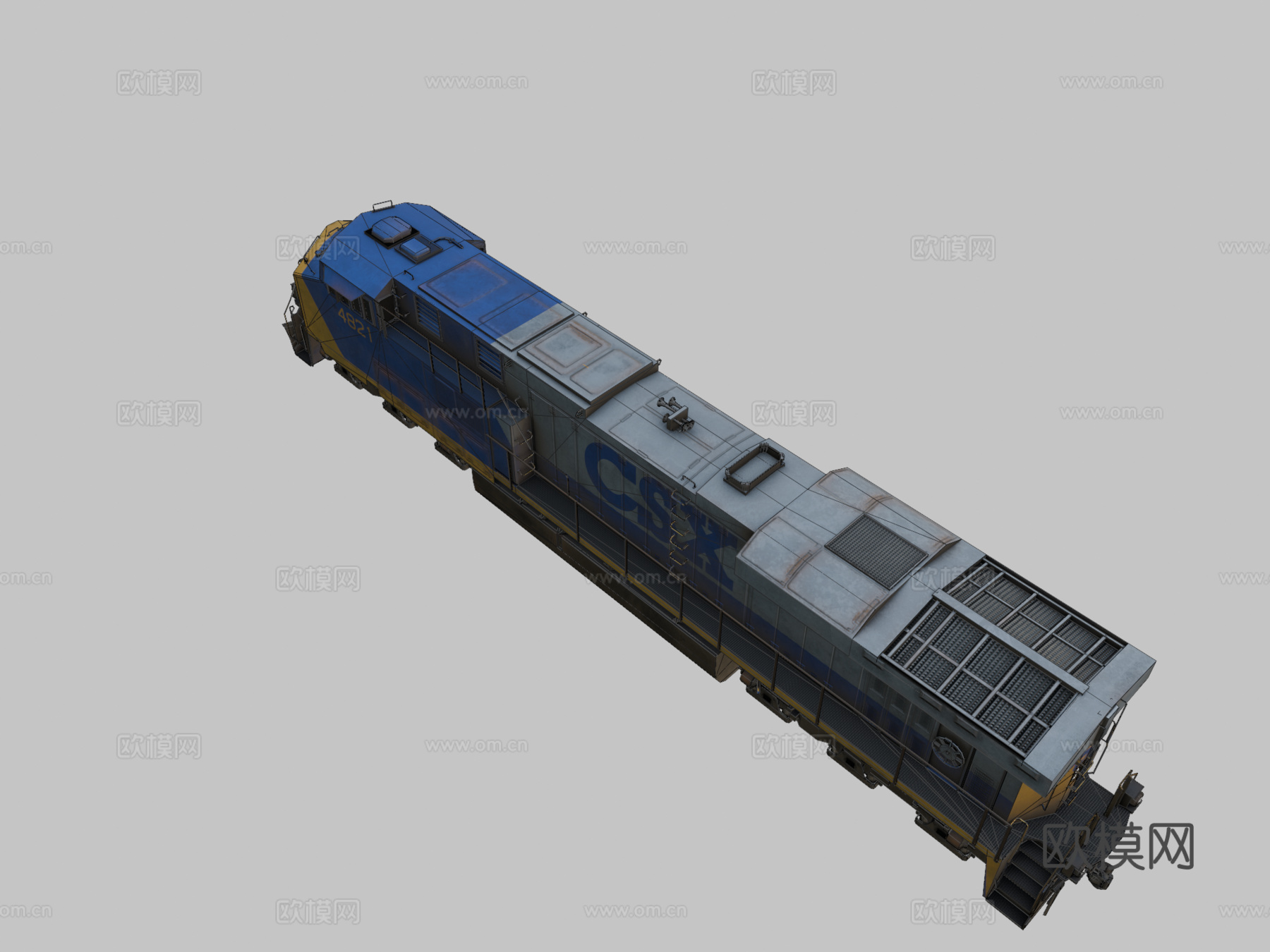 柴油机车3d模型下载（渲染图2）
