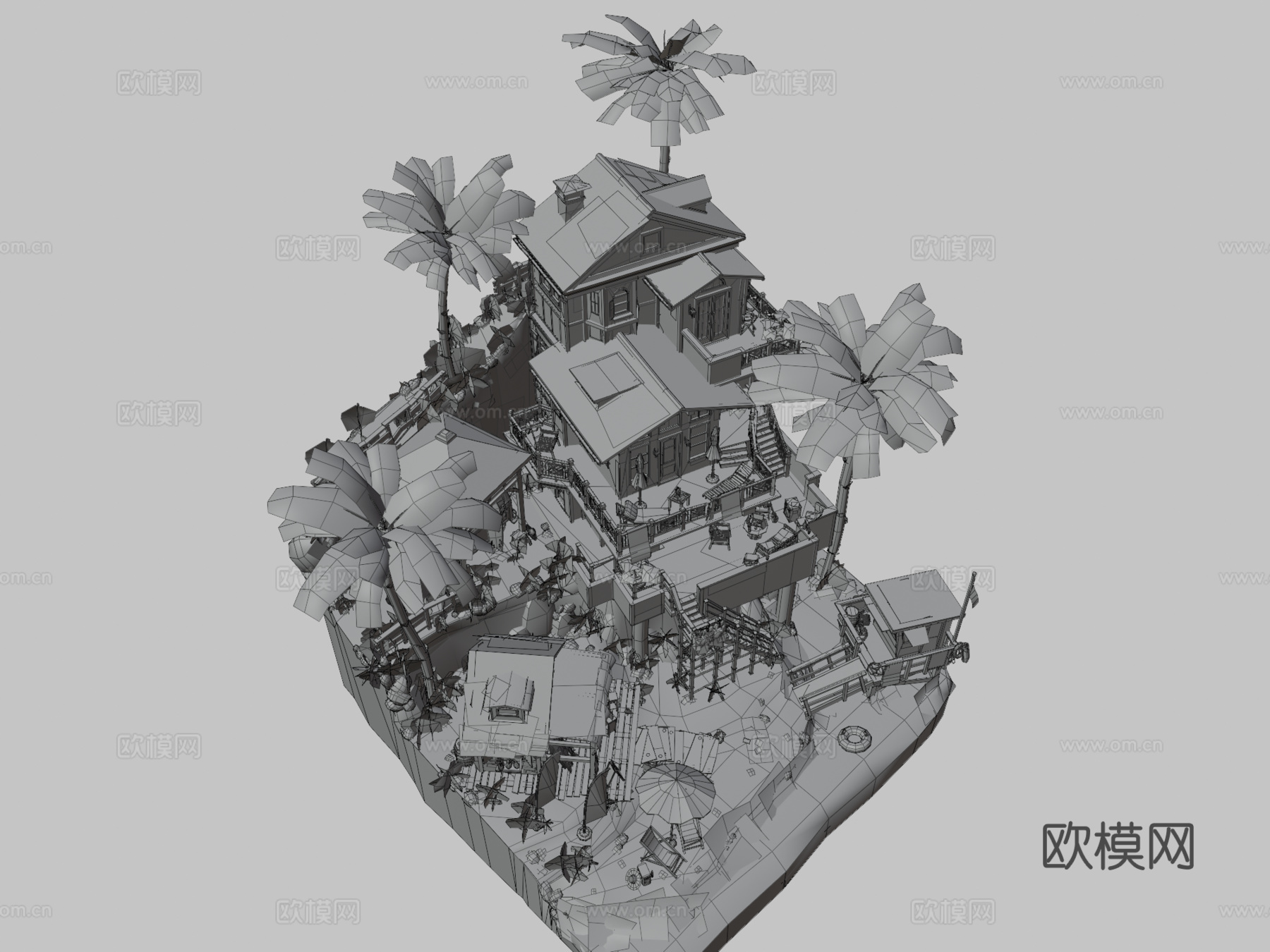 DAE微缩场景-海边3d模型下载（渲染图4）