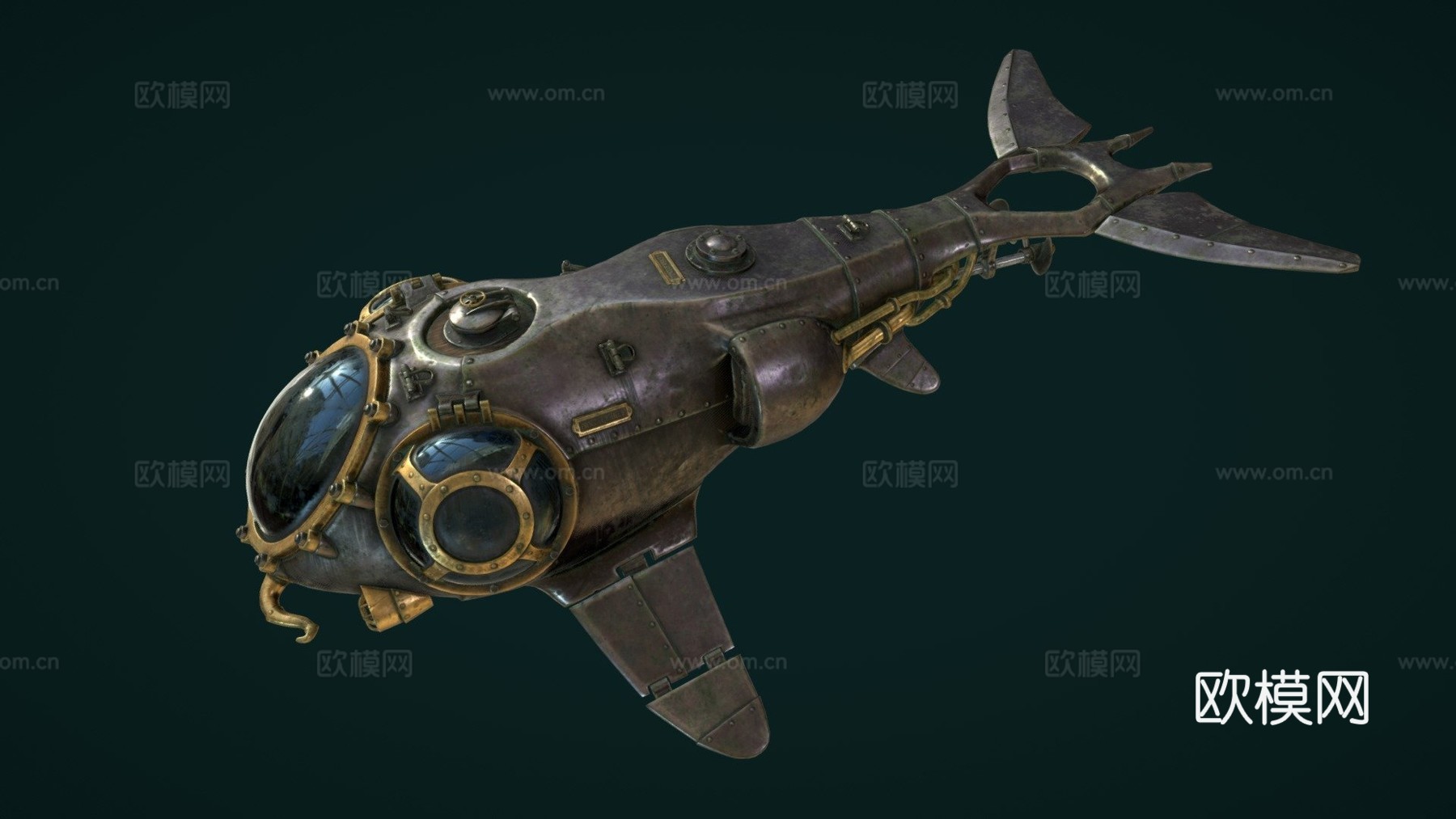 蒸汽朋克潜艇3d模型下载（渲染图1）