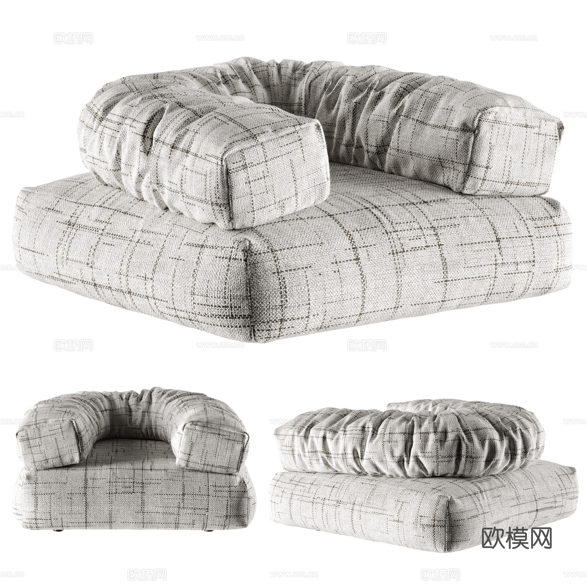 BOCA FLUX SOFA现代单人沙发 懒人沙发 模块沙发3d模型下载（渲染图1）