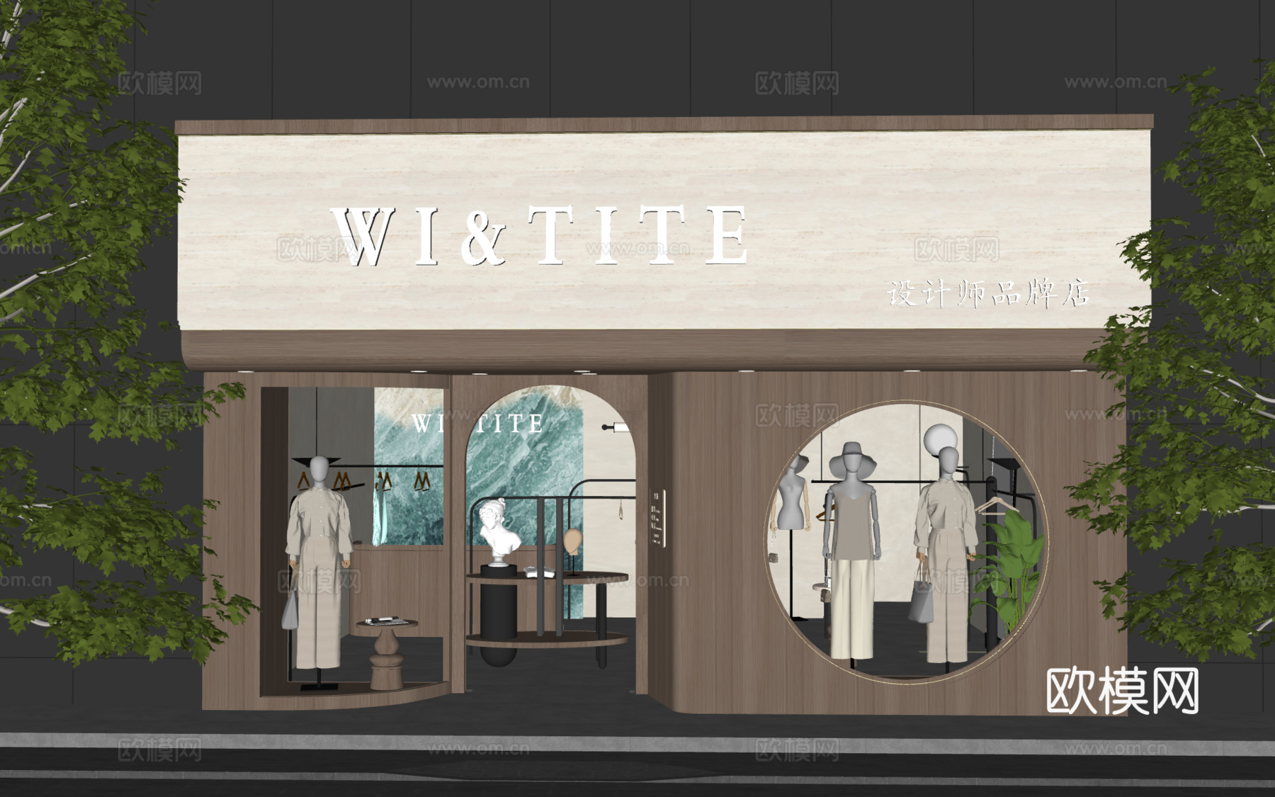 服装店门头  门头设计  造型门头  橱窗设计  女装店设计su模型