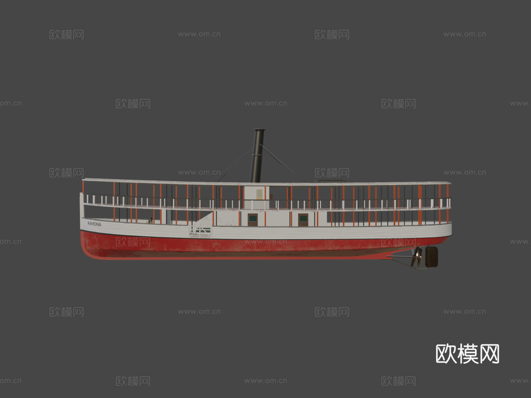 拉蒙娜蒸汽船3d模型下载（渲染图5）