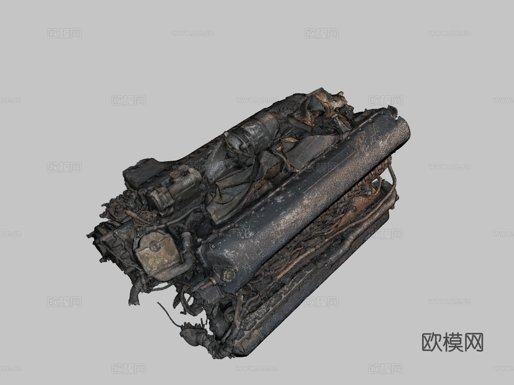 梅林发动机3d模型下载（渲染图2）